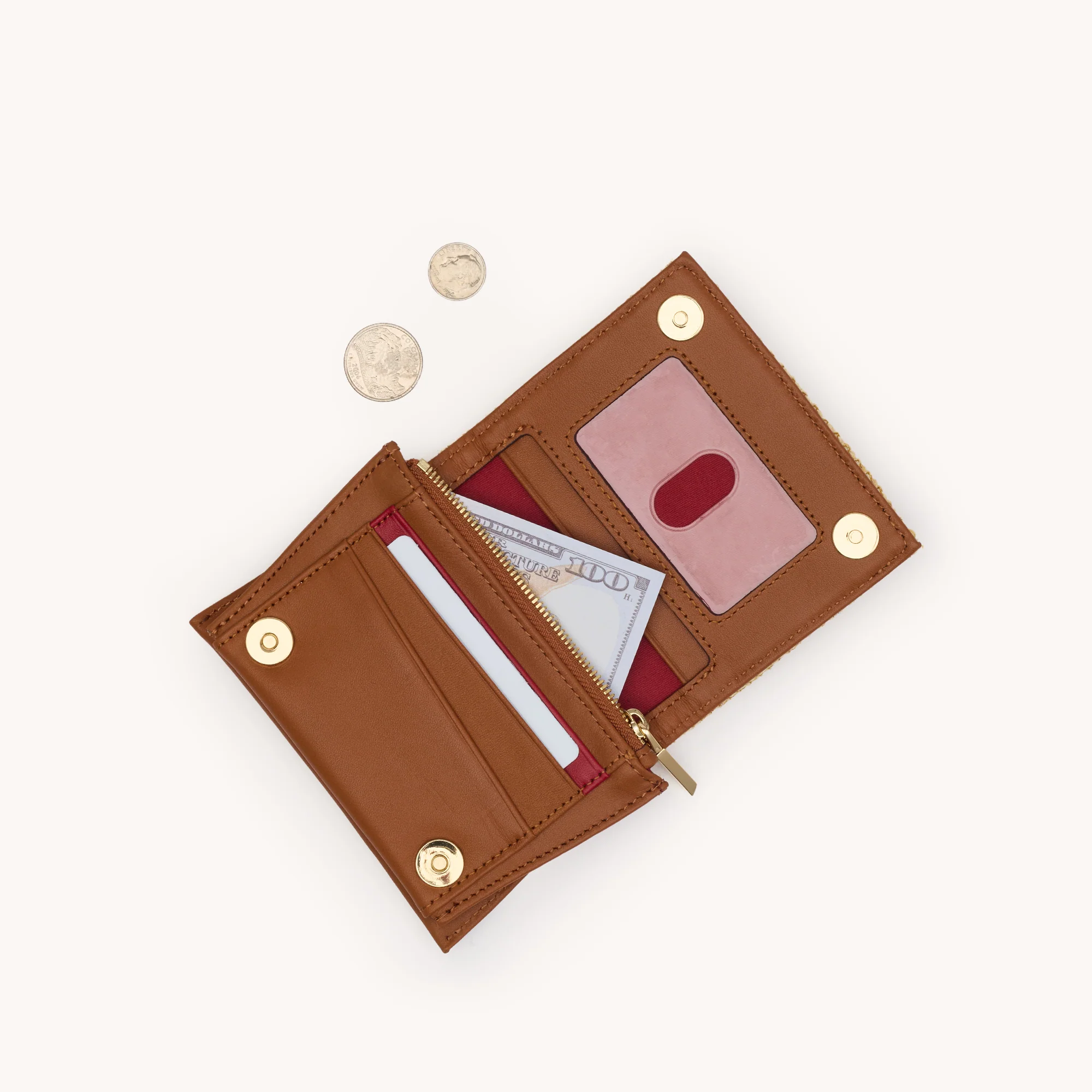 Allen Wallet | Cocoa Raffia/Gold - Image 6