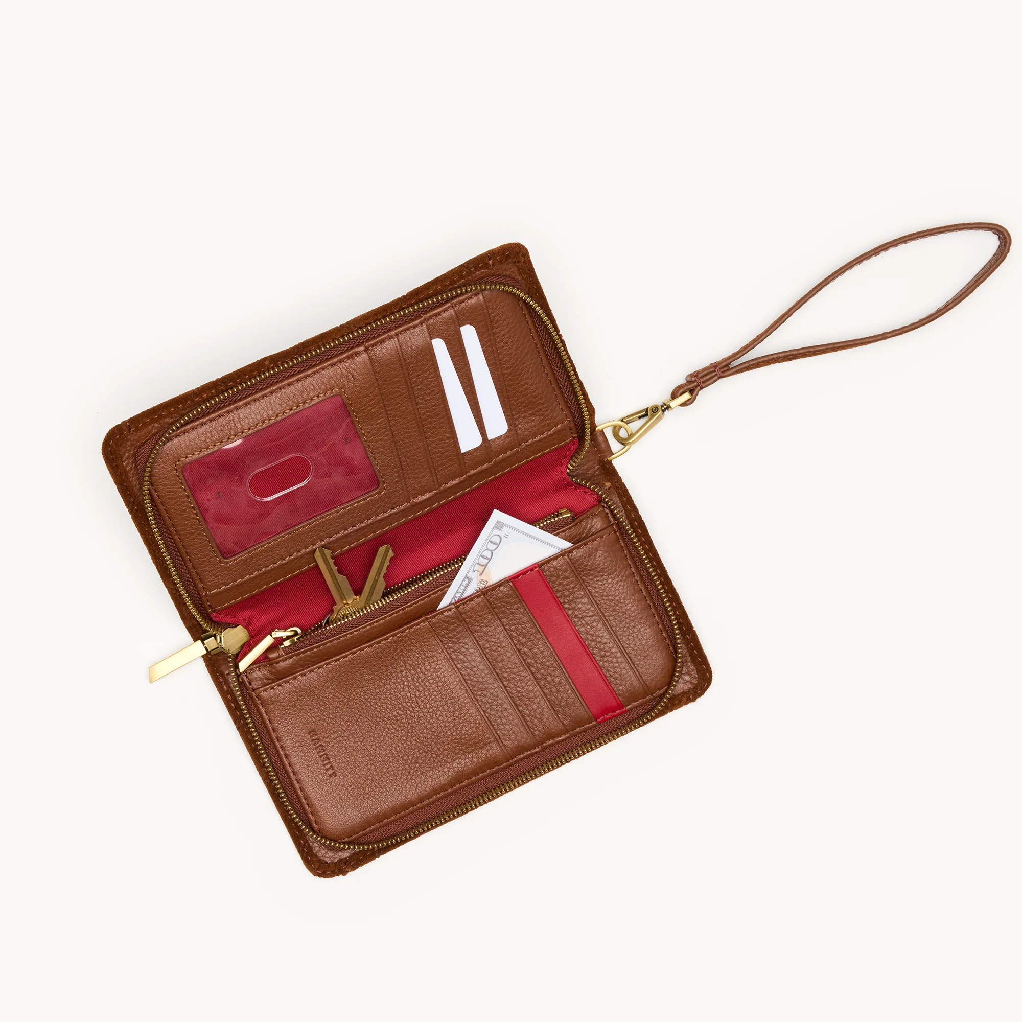Bryant Wallet | Chocolate Diamond Suede/Antique Gold | Sml - Image 7