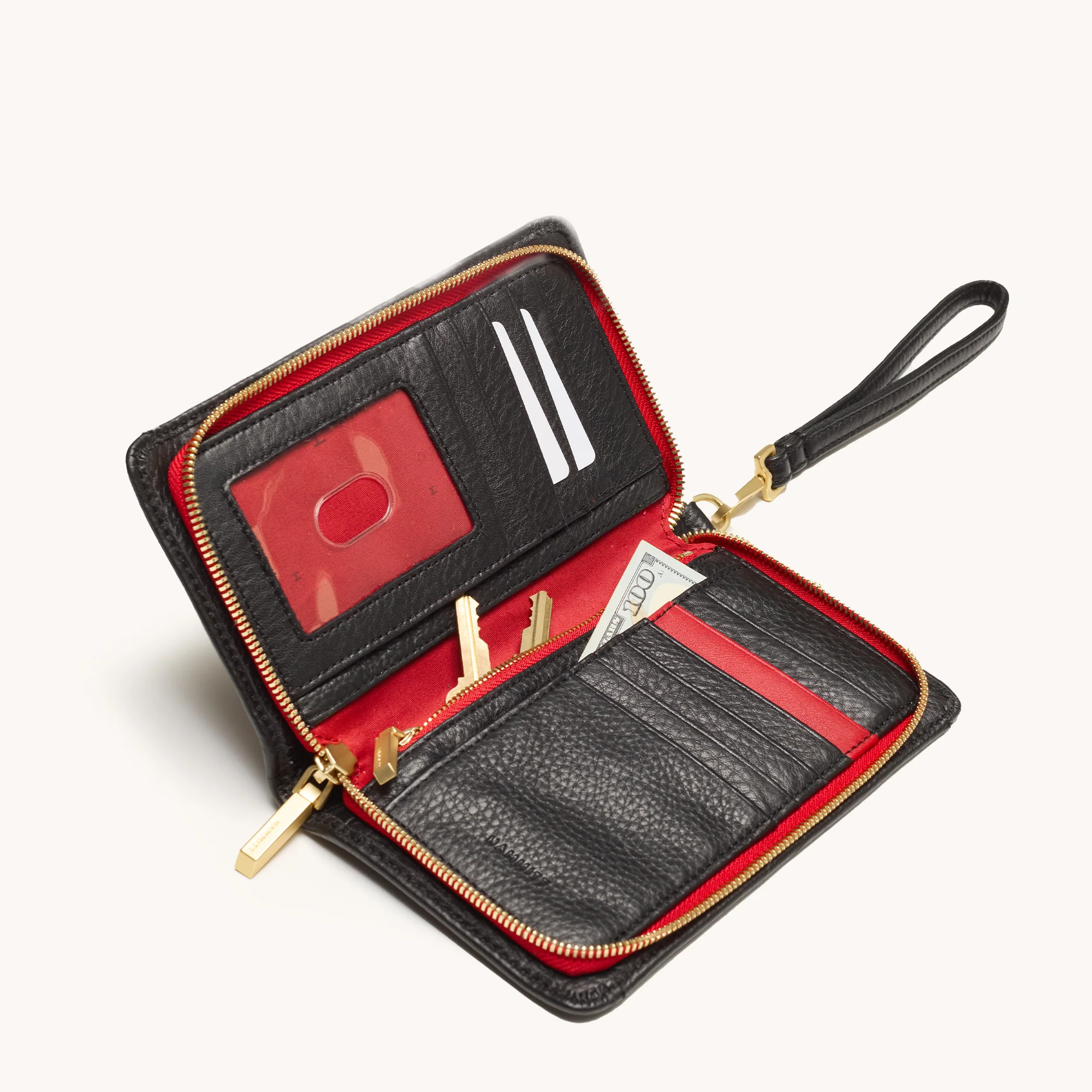 Bryant Wallet | Black/Brushed Gold Red Zip | SML - Image 6