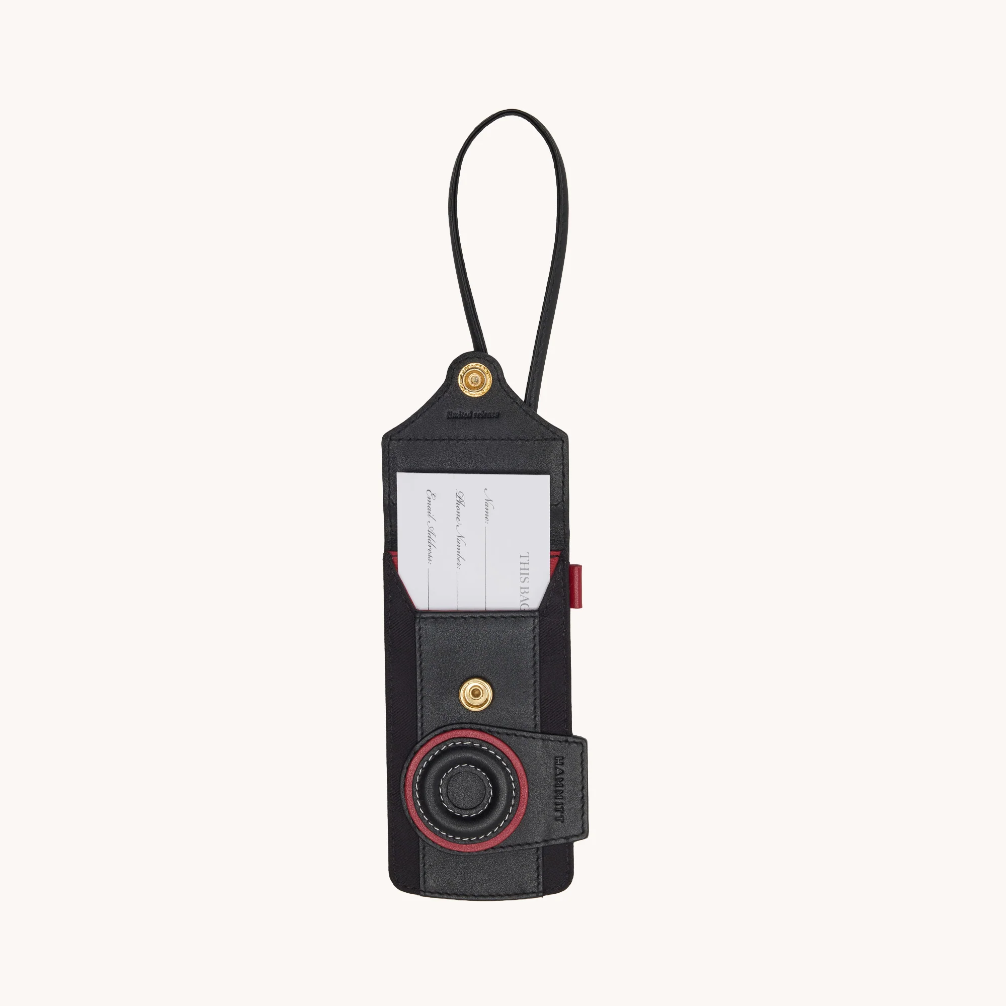 Camera Luggage Tag | Black Nylon/Gold - Image 8
