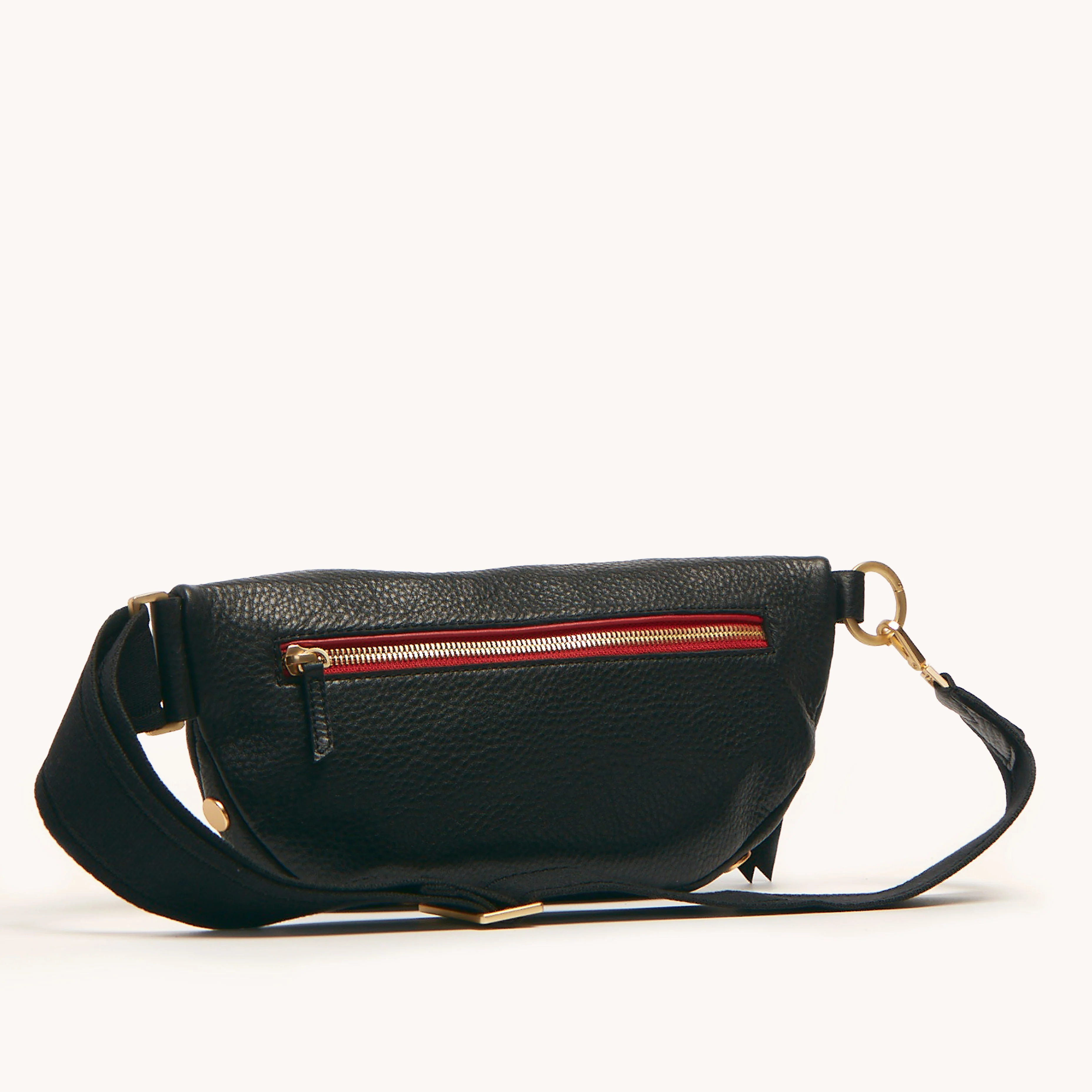 Charles Crossbody | Black/Brushed Gold Red Zip - Image 4
