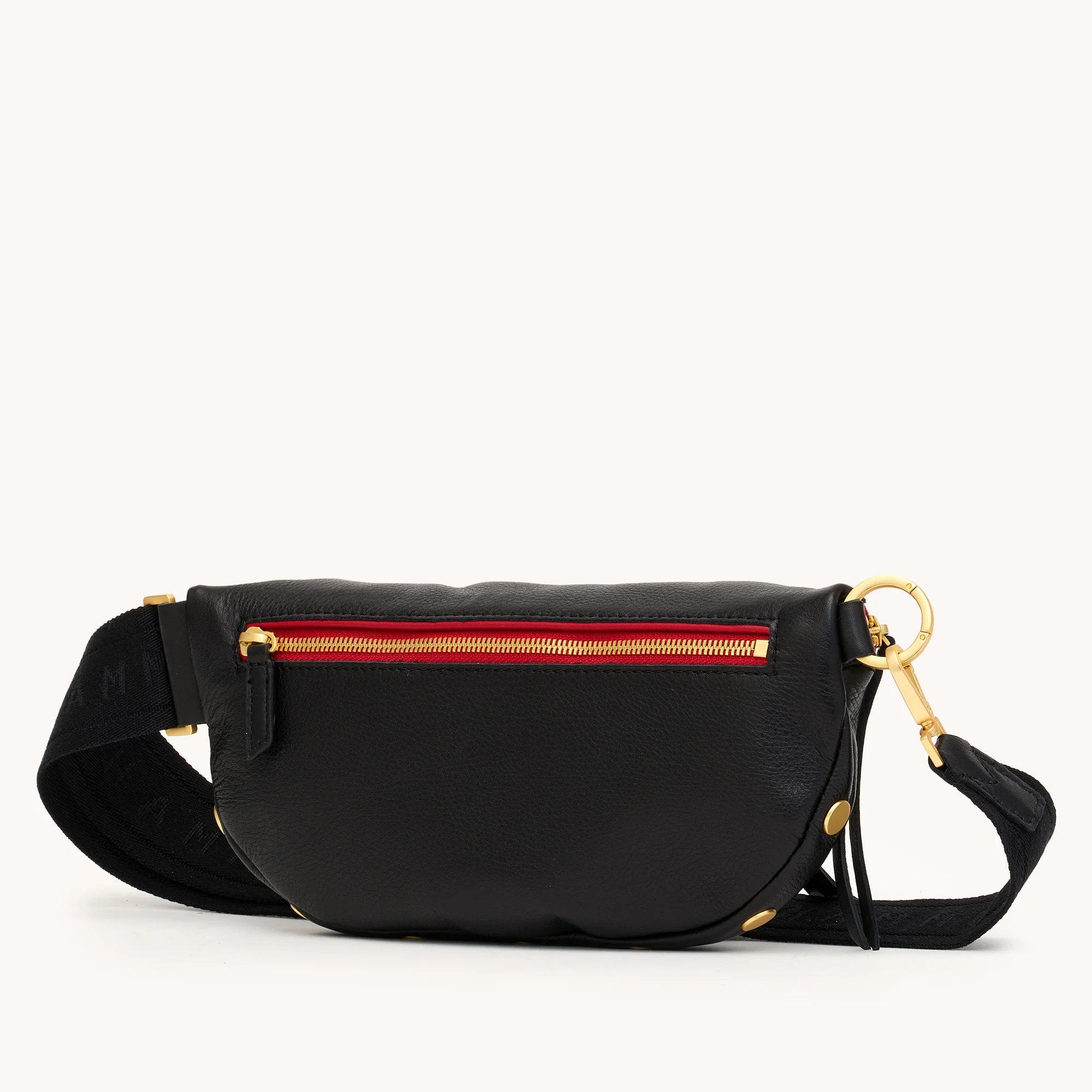 Charles Crossbody | Black/Brushed Gold Red Zip - Image 7