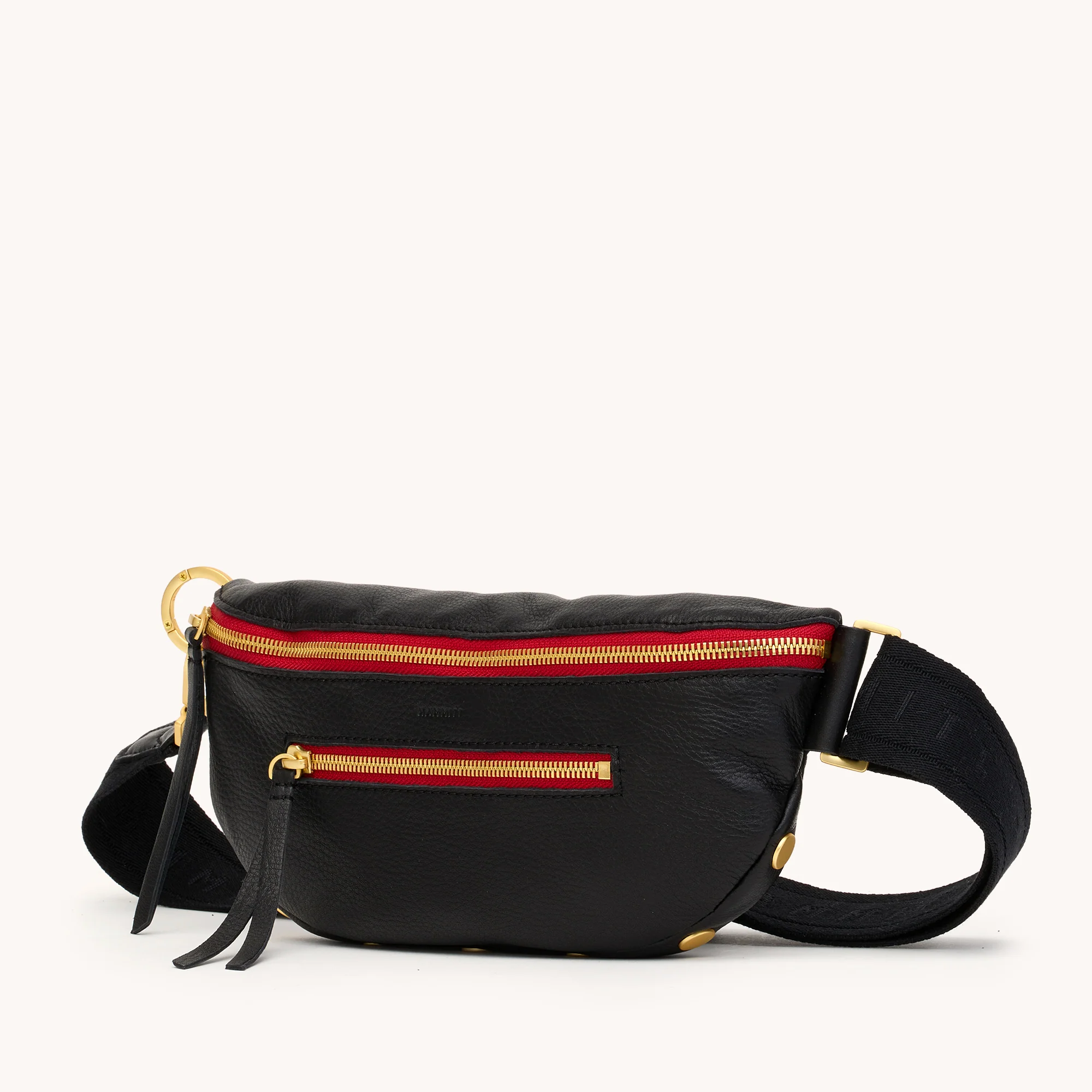 Charles Crossbody | Black/Brushed Gold Red Zip - Image 8