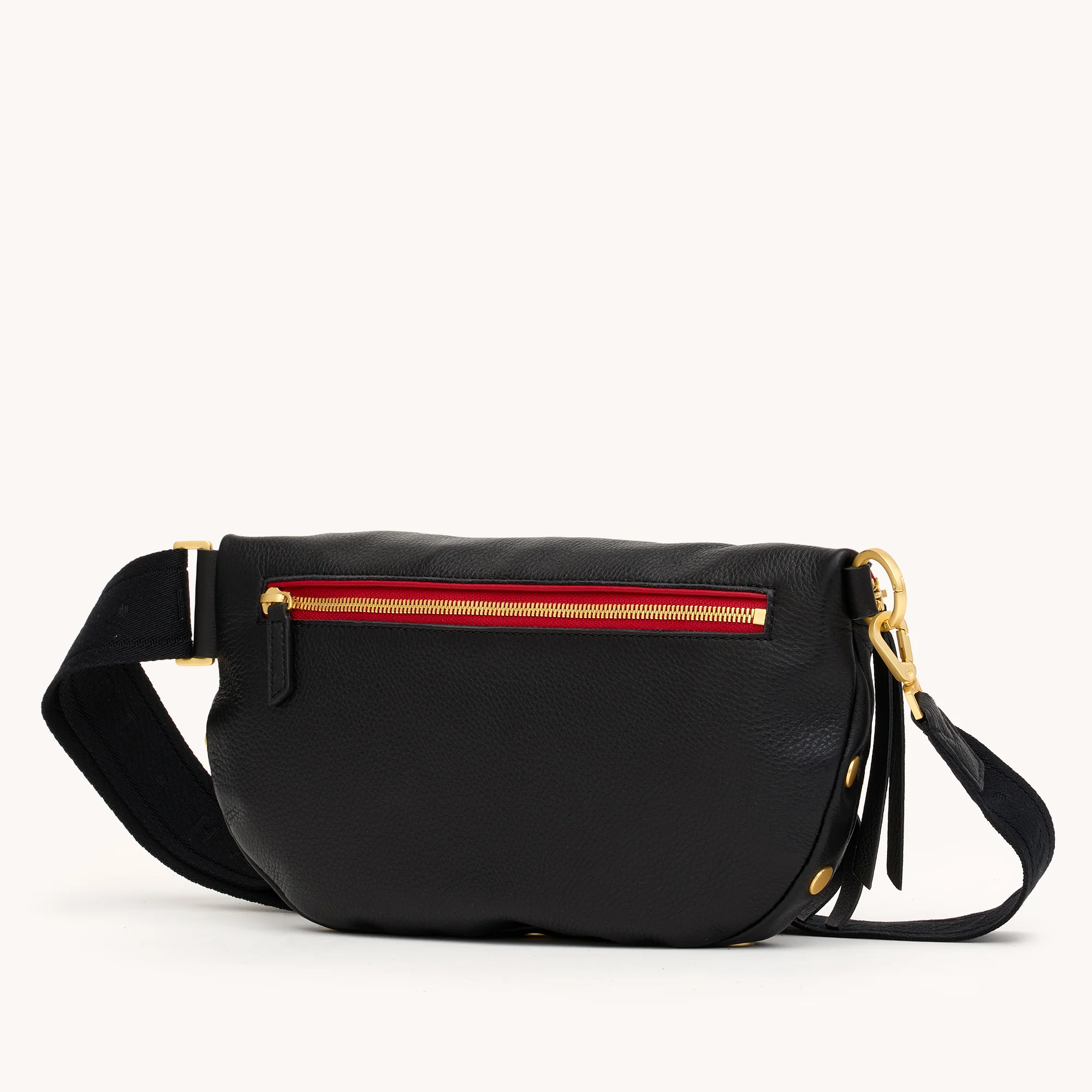 Charles Crossbody | Black/Brushed Gold Red Zip | Lrg - Image 7