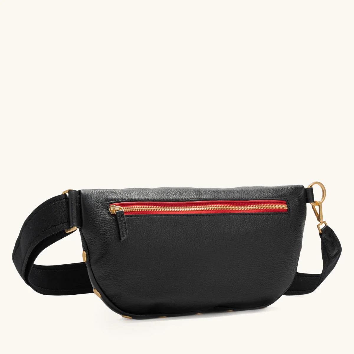Charles Crossbody | Black/Brushed Gold Red Zip | Lrg - Image 8