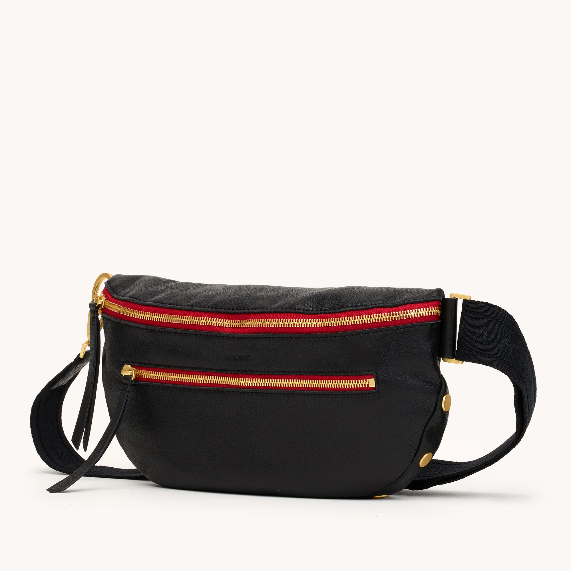 Charles Crossbody | Black/Brushed Gold Red Zip | Lrg - Image 9