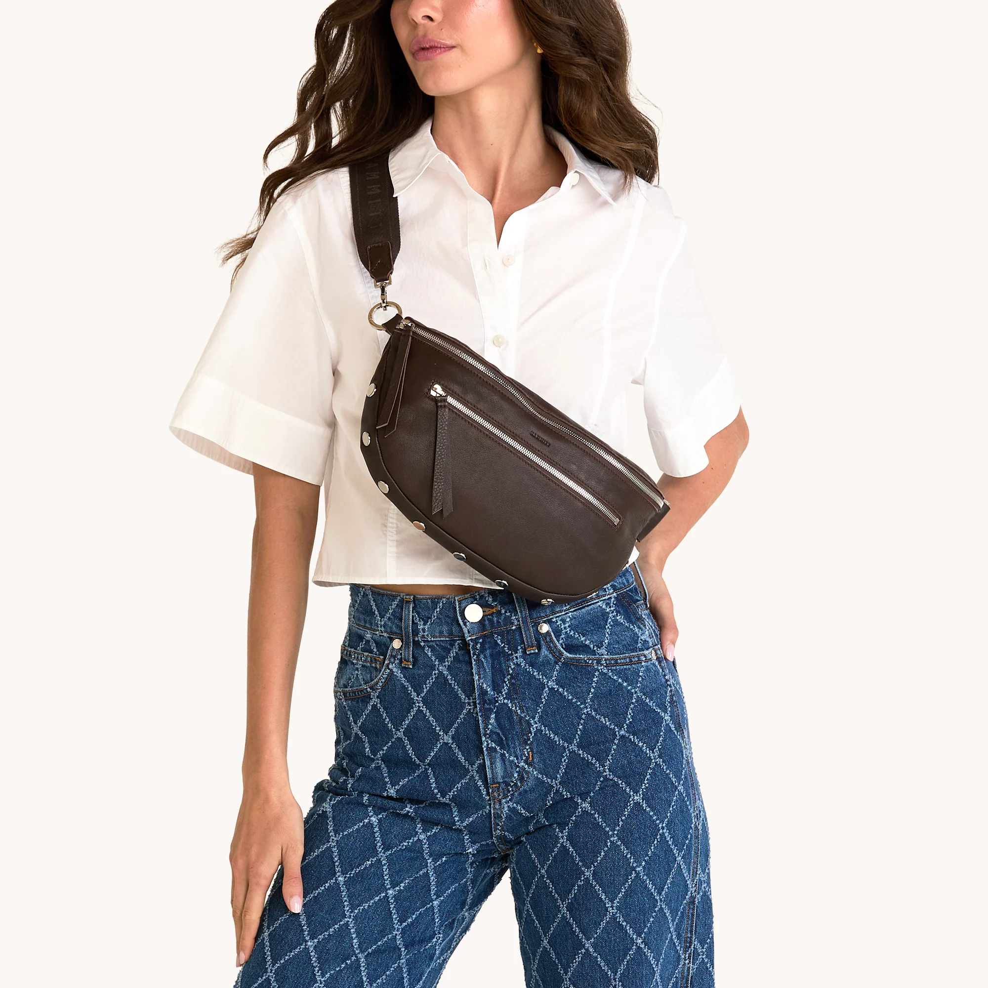 Charles Crossbody | Espresso Pebble/Silver | Lrg - Image 3