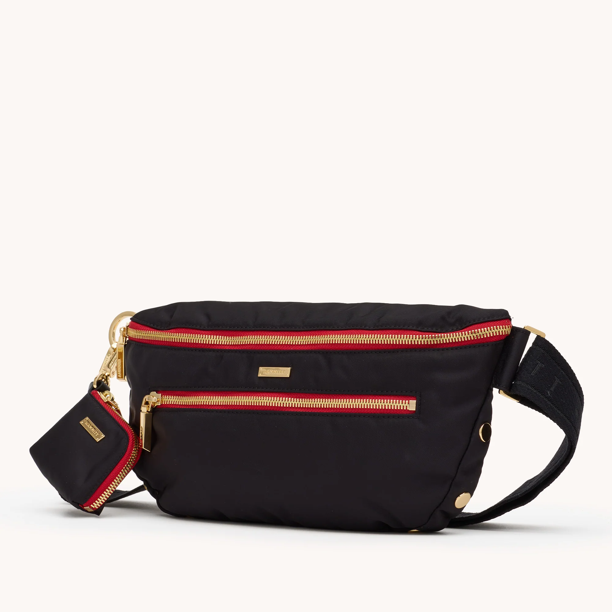 Charles Crossbody | Black Nylon/Gold Red Zip | Lrg - Image 5