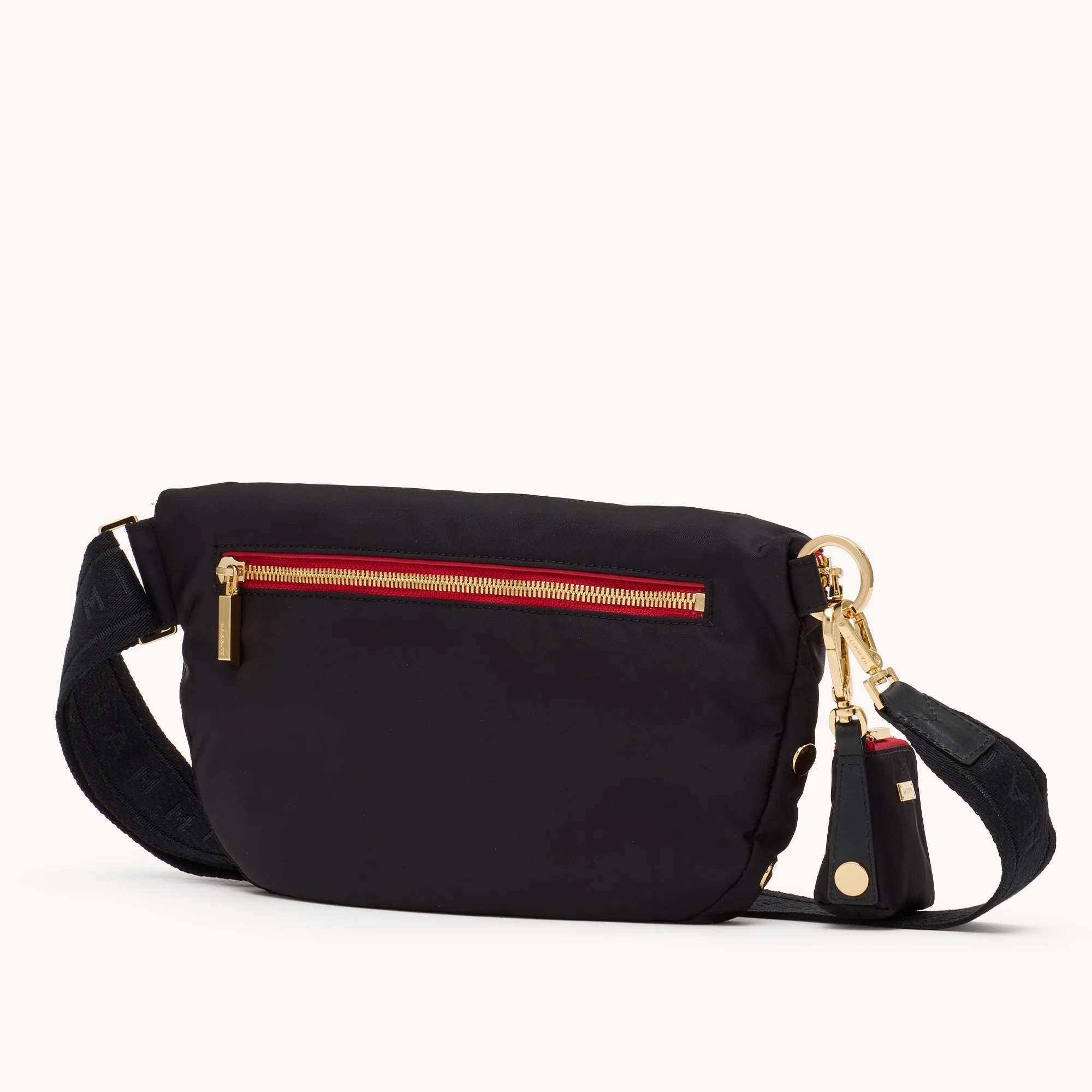 Charles Crossbody | Black Nylon/Gold Red Zip | Lrg - Image 6