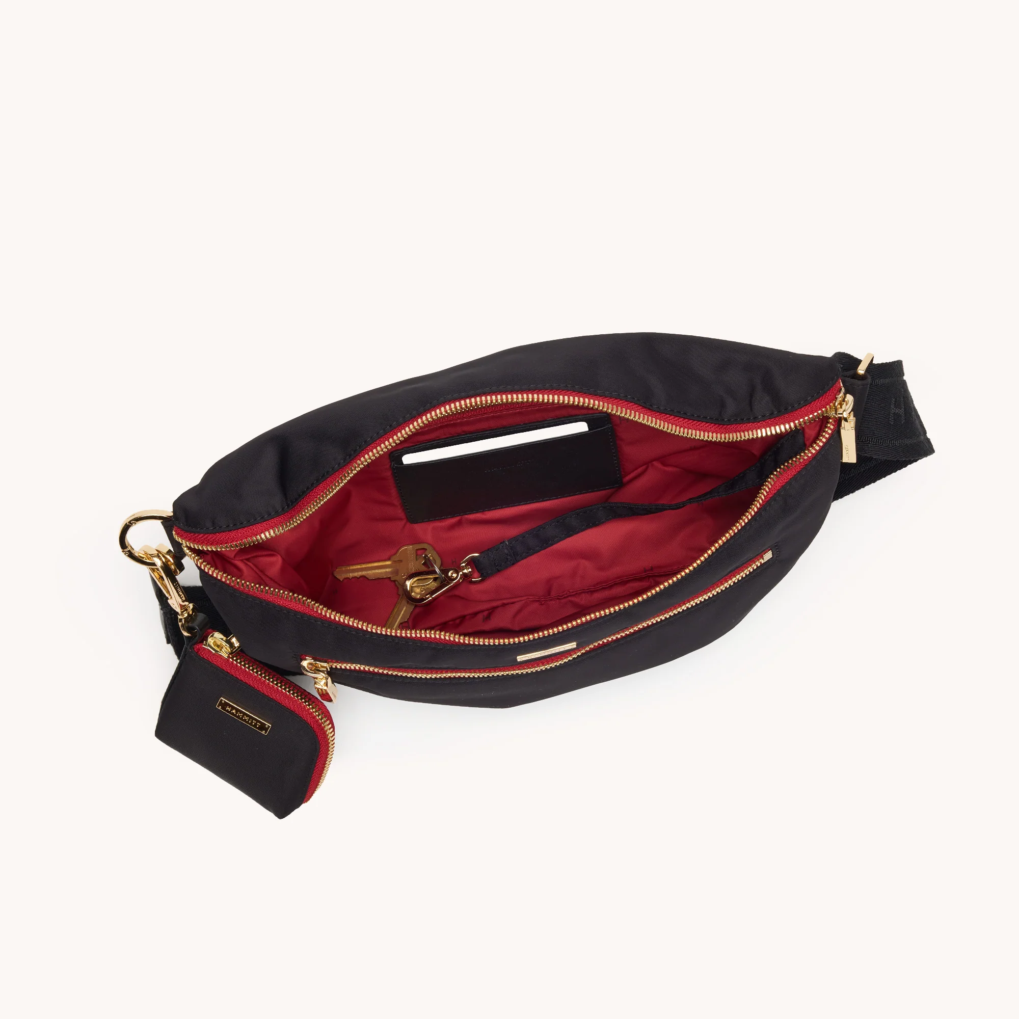 Charles Crossbody | Black Nylon/Gold Red Zip | Lrg - Image 9