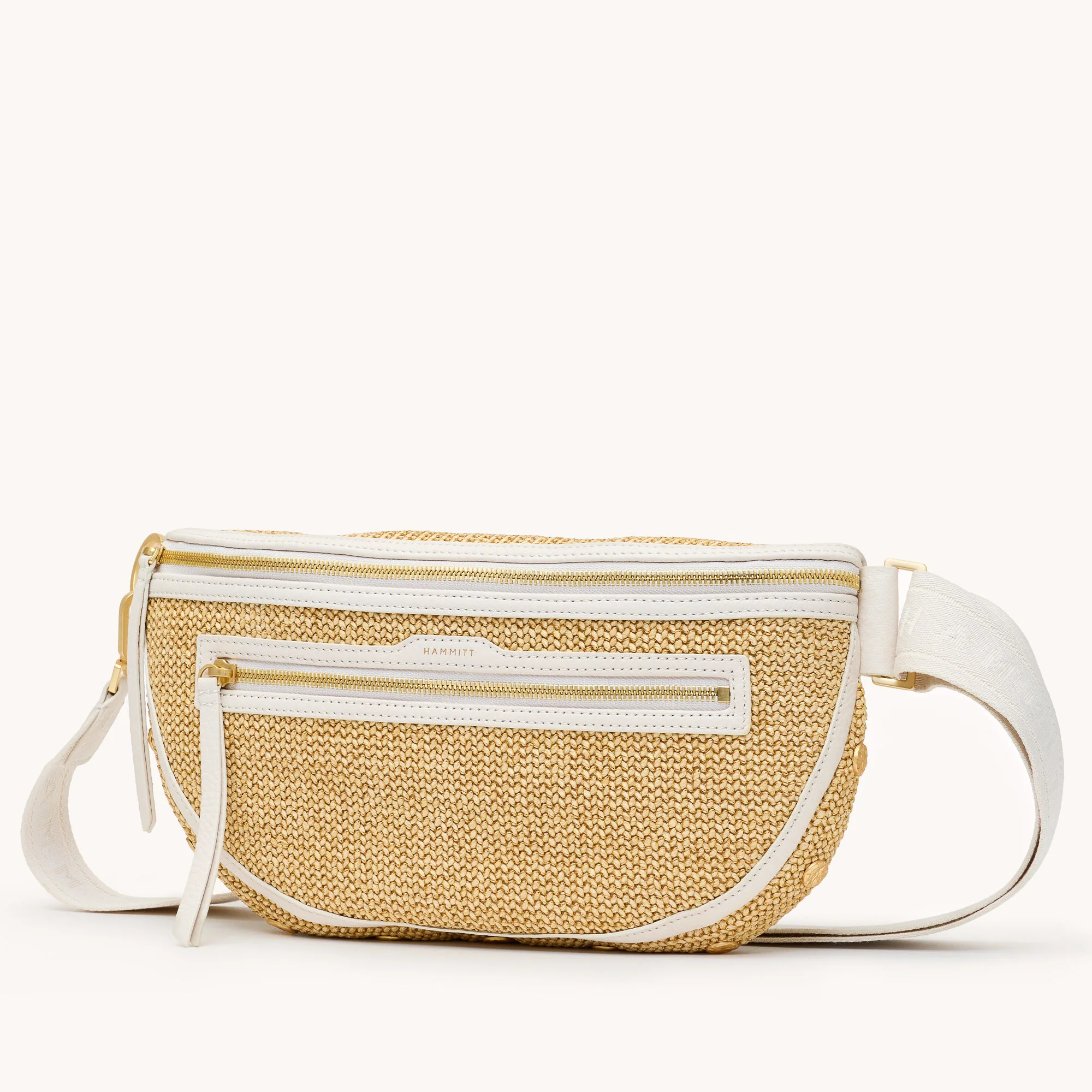 Charles Crossbody | Calla Lily White Raffia/Brushed Gold Hammered | Lrg - Image 4