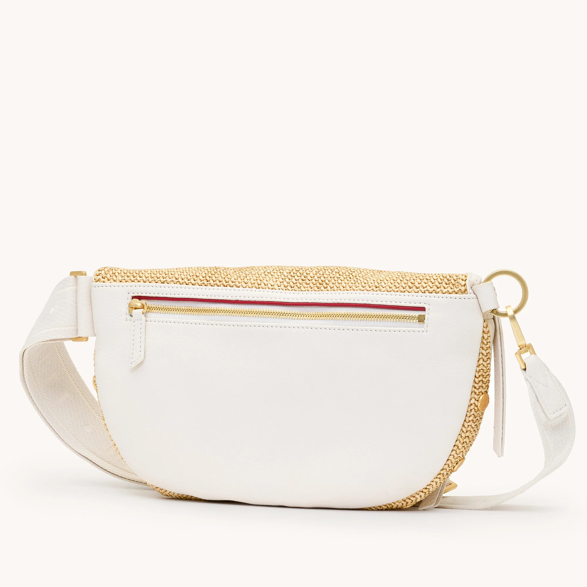 Charles Crossbody | Calla Lily White Raffia/Brushed Gold Hammered | Lrg - Image 6