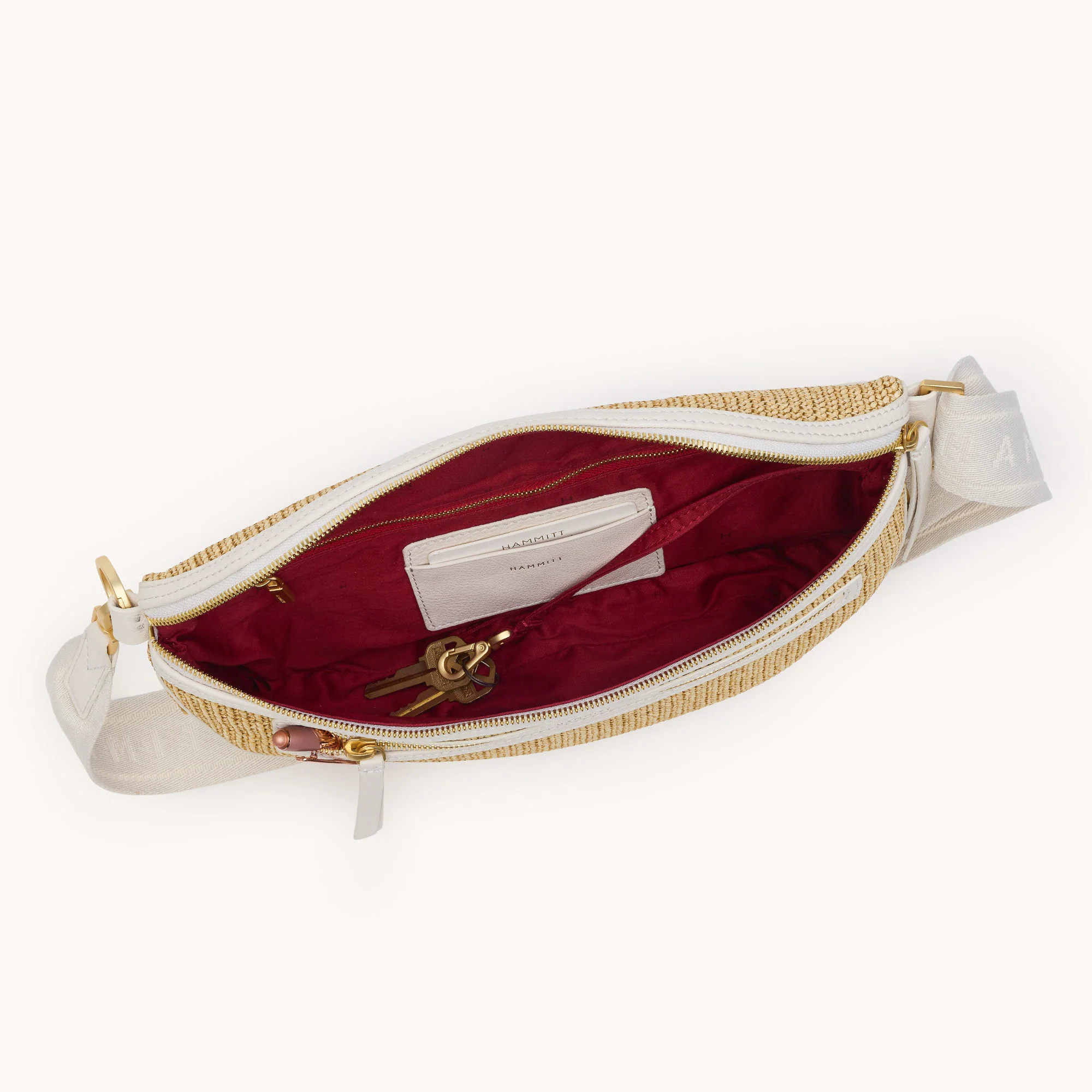 Charles Crossbody | Calla Lily White Raffia/Brushed Gold Hammered | Lrg - Image 8