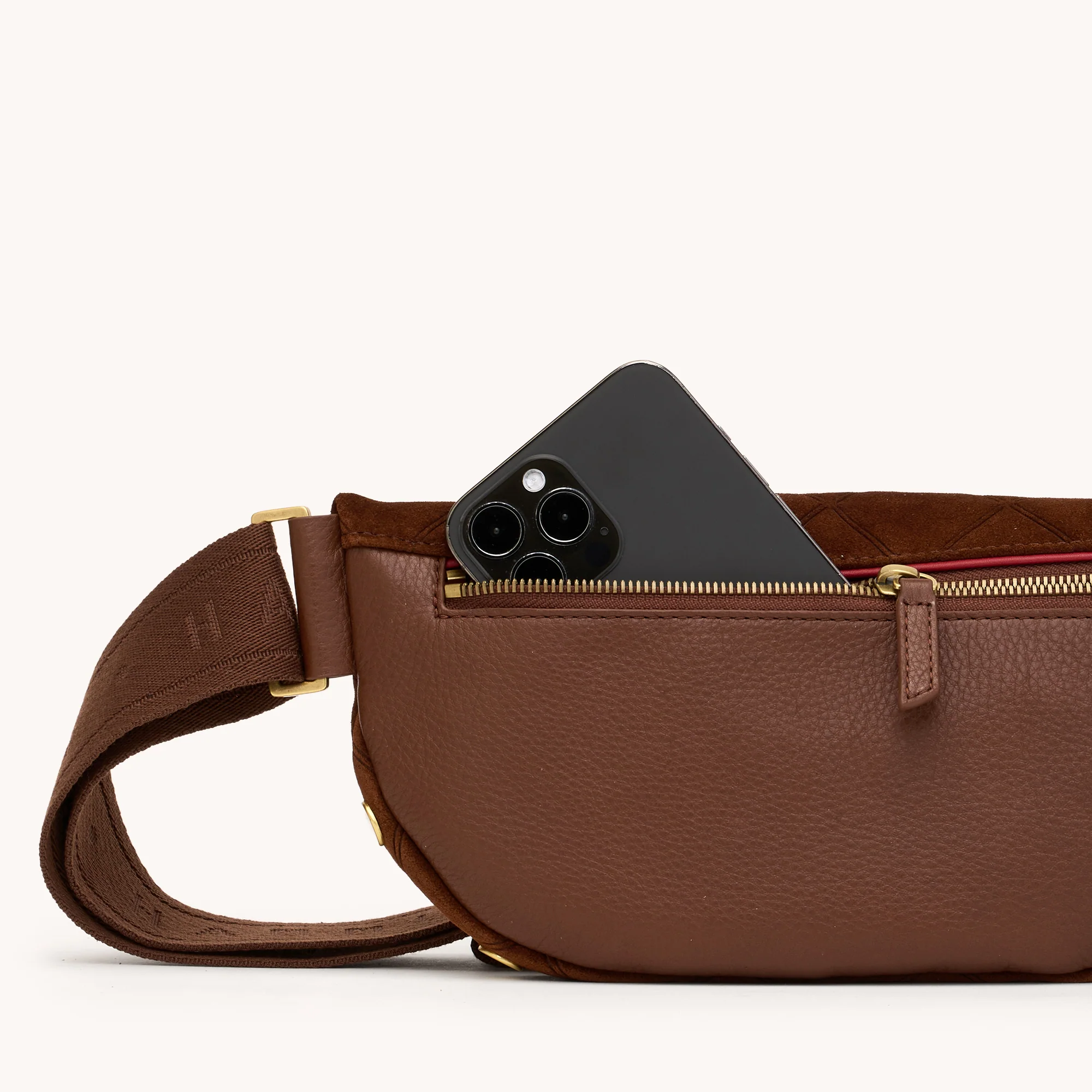 Charles Crossbody | Chocolate Diamond Suede/Antique Gold | Med - Image 7