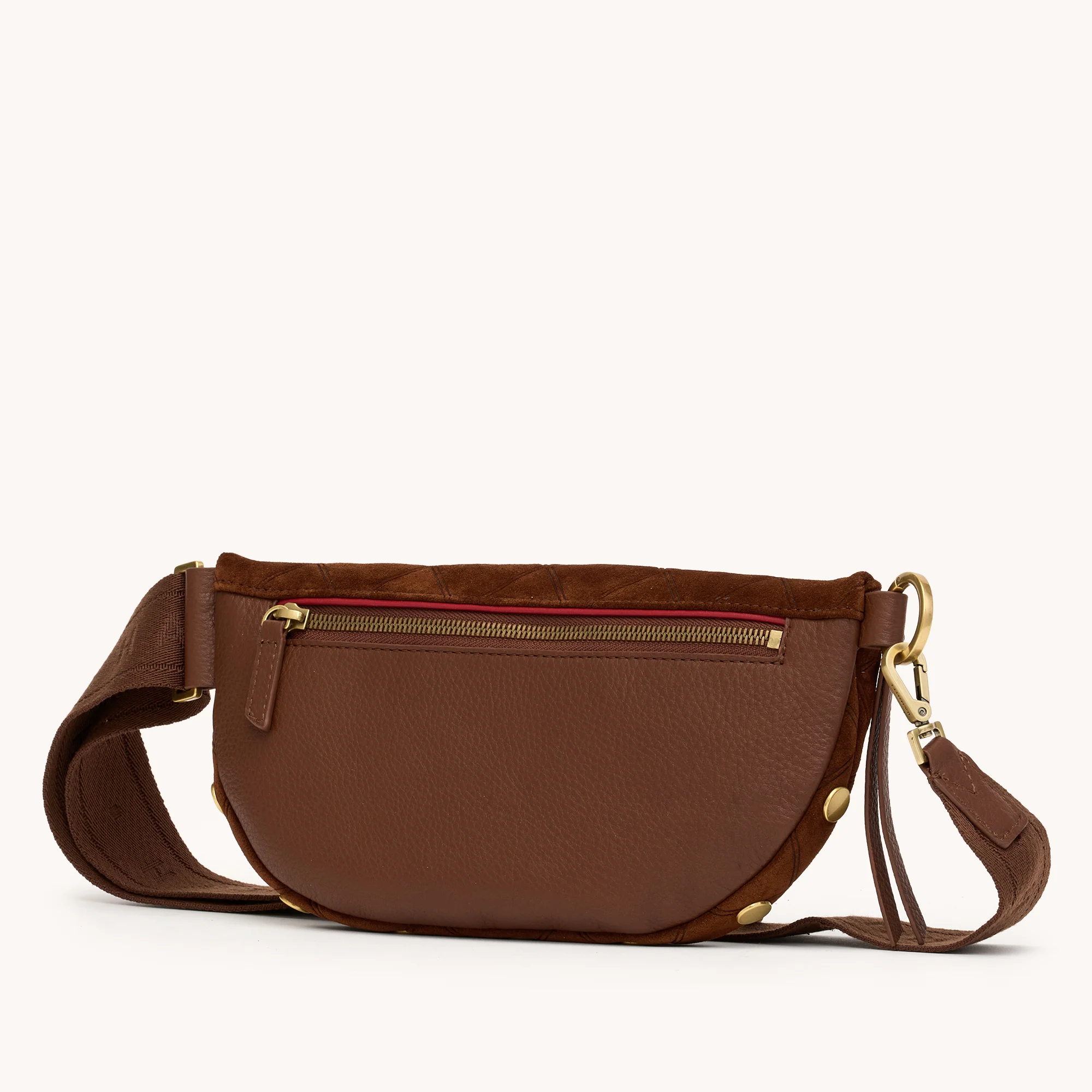 Charles Crossbody | Chocolate Diamond Suede/Antique Gold | Med - Image 8