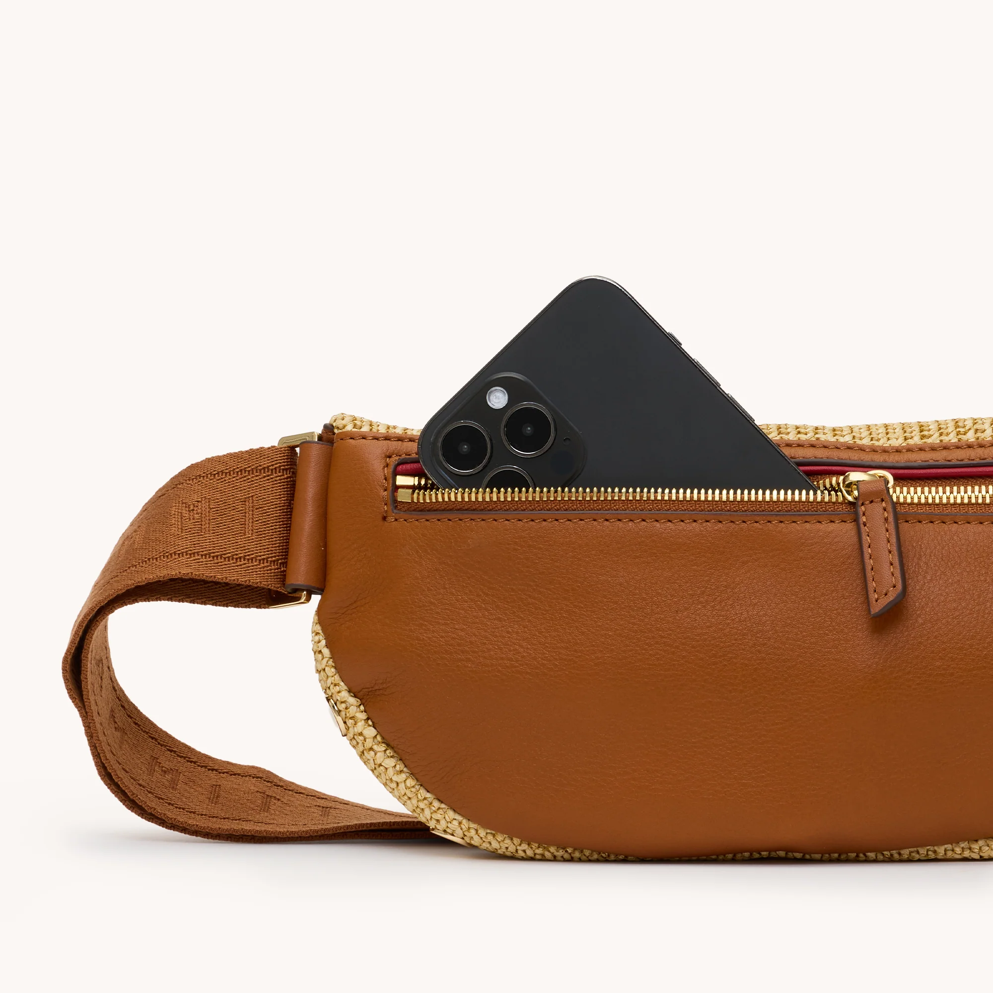 Charles Crossbody | Cocoa Raffia/Gold | Med - Image 7