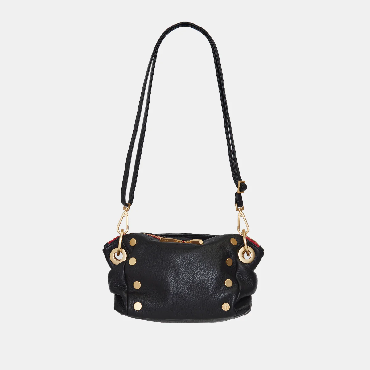 Daniel Crossbody Clutch | Black/Brushed Gold Red Zip | Sml - Image 3