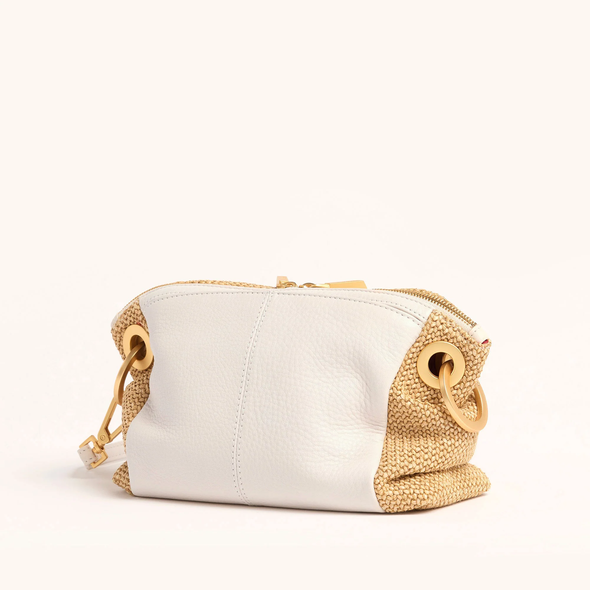 Daniel Crossbody Clutch | Calla Lily White Raffia/Brushed Gold | Sml - Image 5
