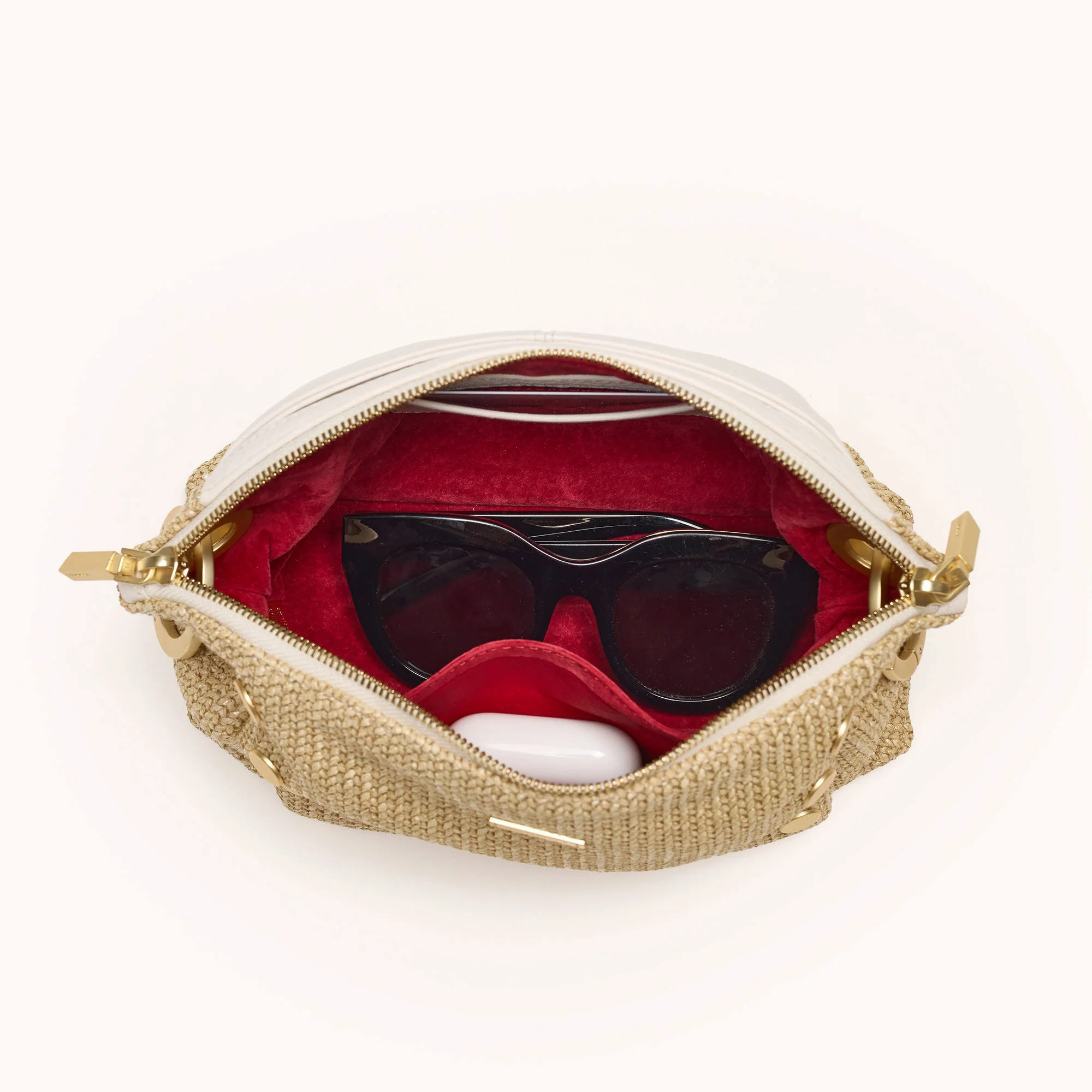 Daniel Crossbody Clutch | Calla Lily White Raffia/Brushed Gold | Sml - Image 8