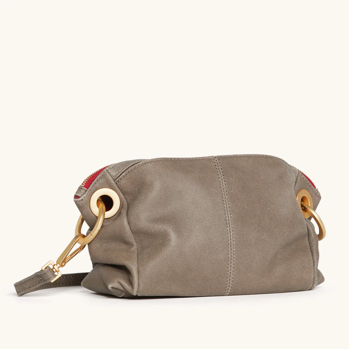 Daniel Crossbody Clutch | Pewter/Brushed Gold Red Zip - Image 4