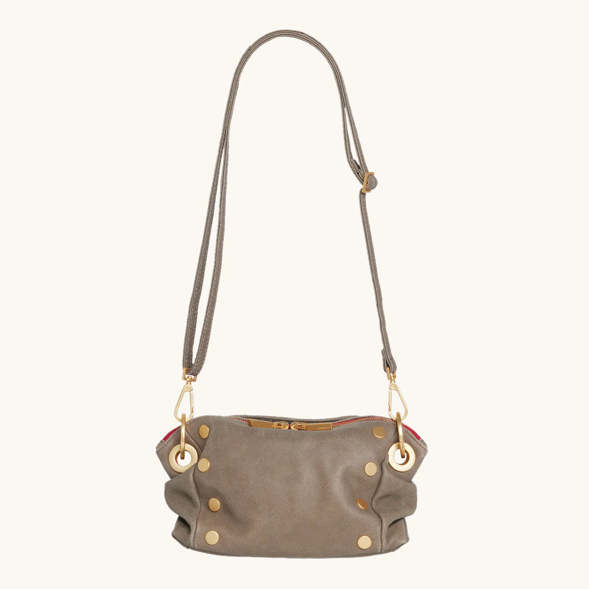 Daniel Crossbody Clutch | Pewter/Brushed Gold Red Zip - Image 5