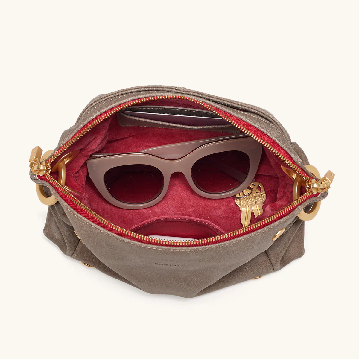 Daniel Crossbody Clutch | Pewter/Brushed Gold Red Zip - Image 6