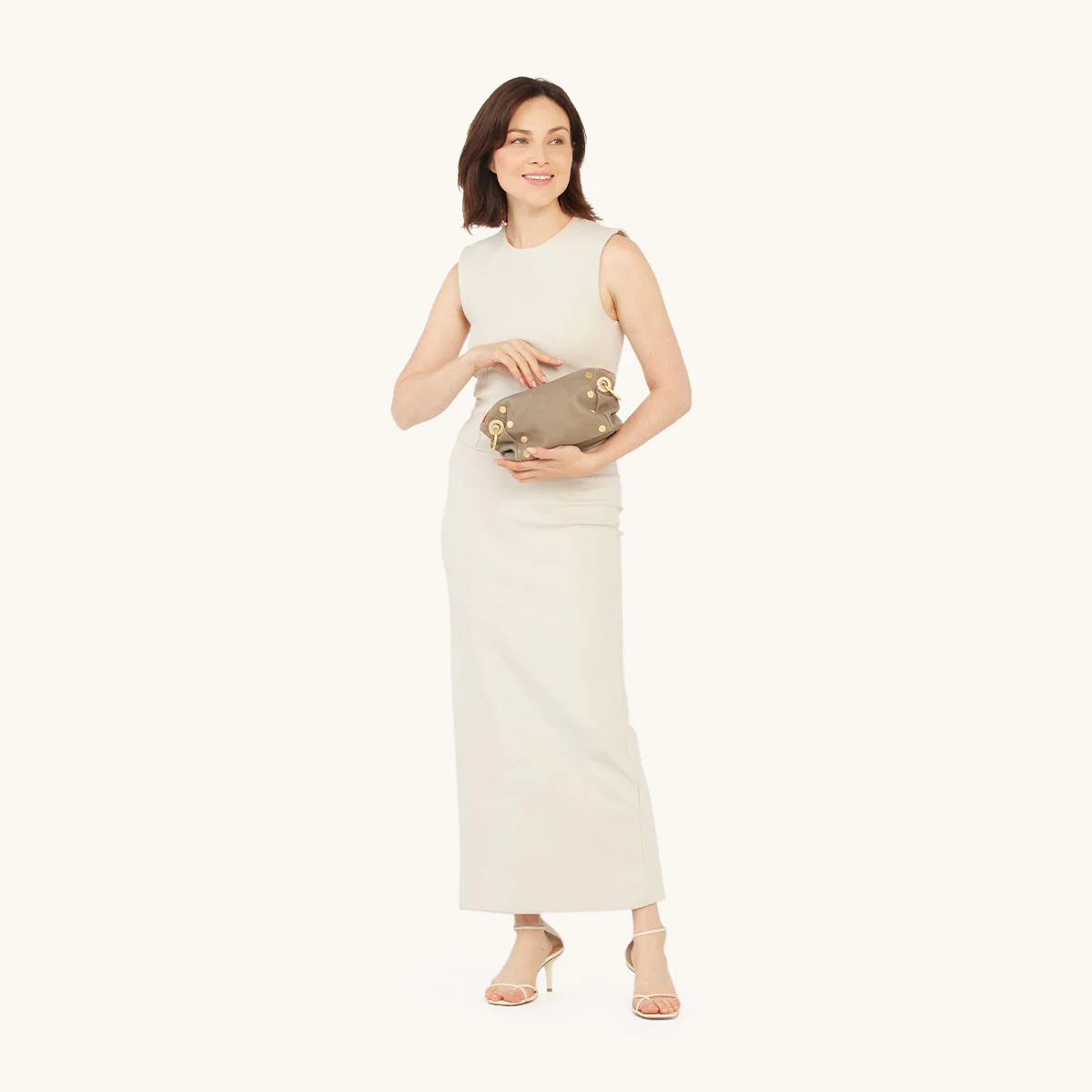 Daniel Crossbody Clutch | Pewter/Brushed Gold Red Zip - Image 7