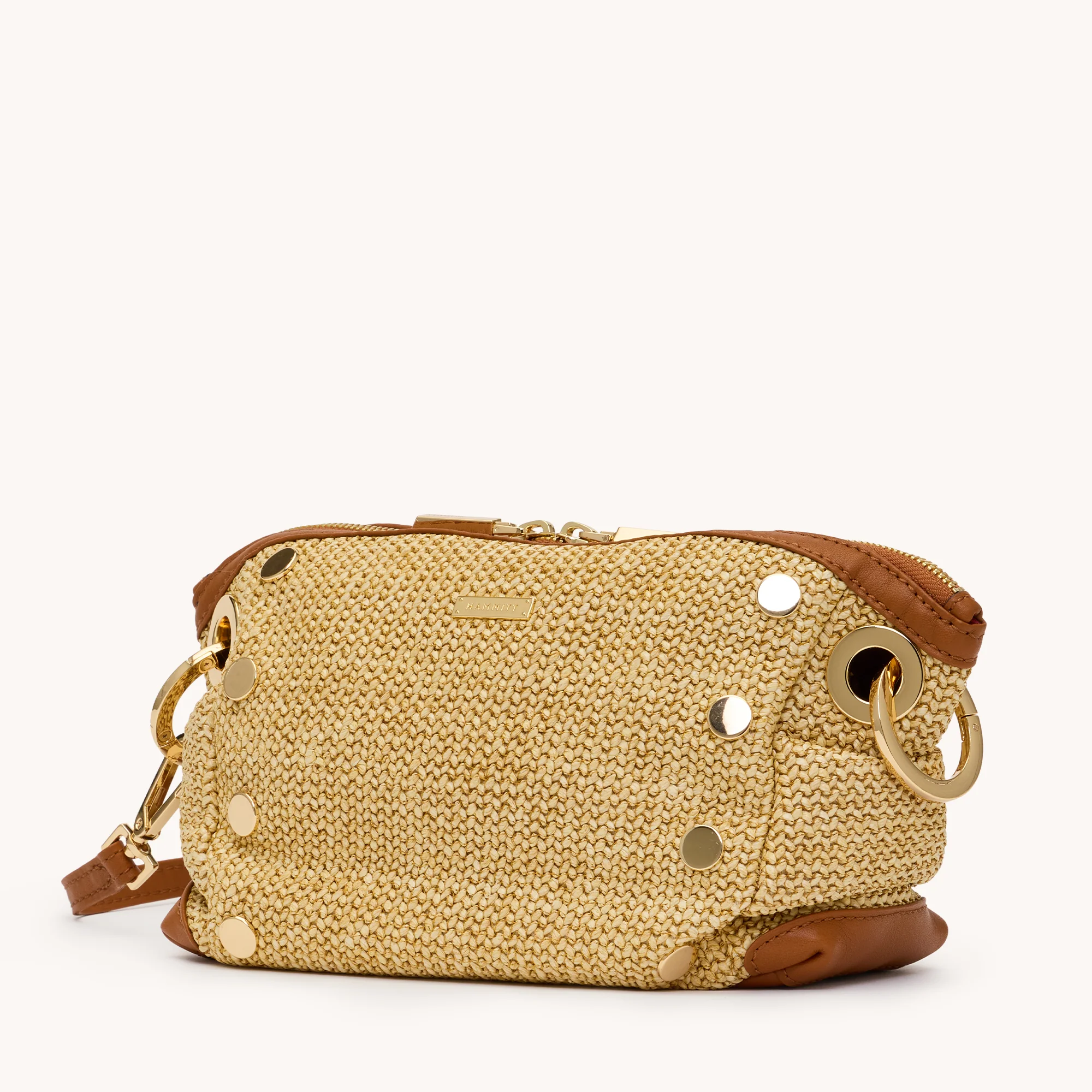 Daniel Crossbody Clutch | Cocoa Raffia/Gold | Sml - Image 4