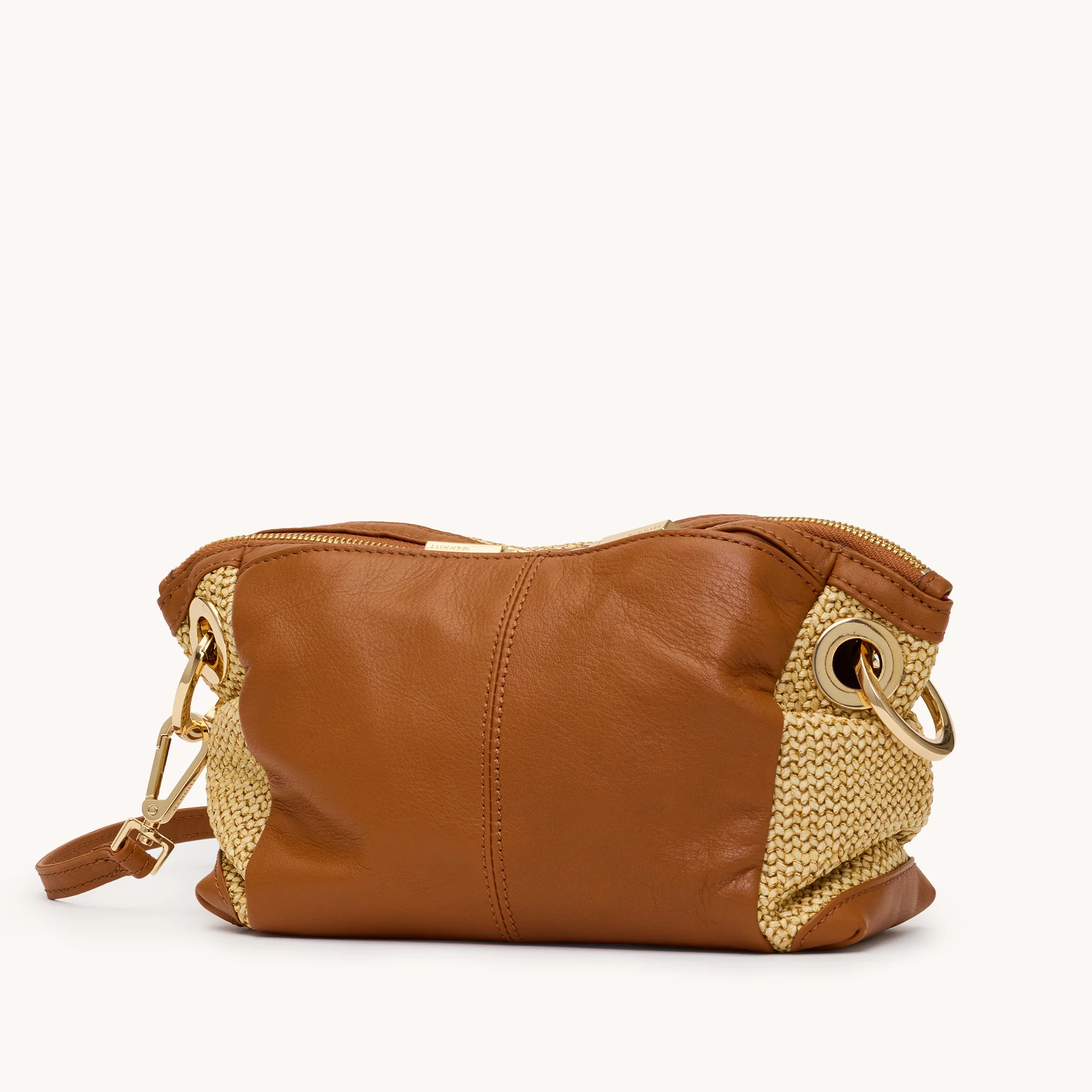 Daniel Crossbody Clutch | Cocoa Raffia/Gold | Sml - Image 5