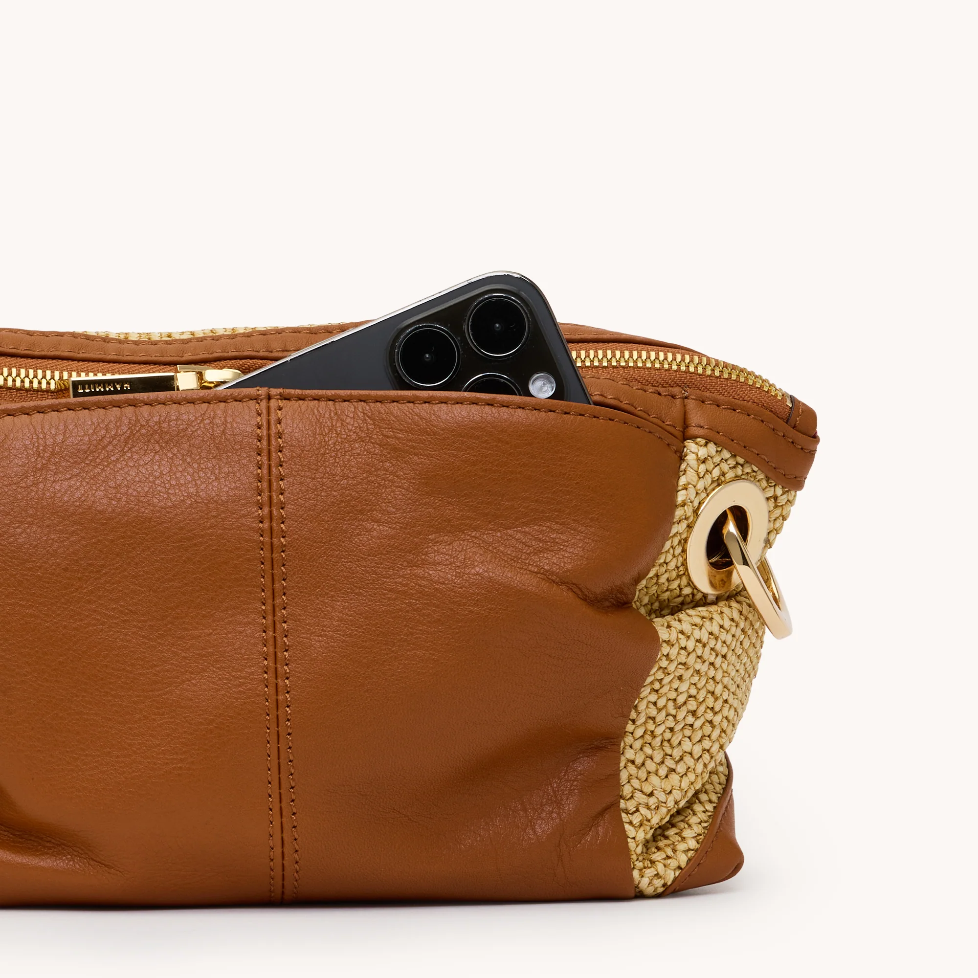 Daniel Crossbody Clutch | Cocoa Raffia/Gold | Sml - Image 6