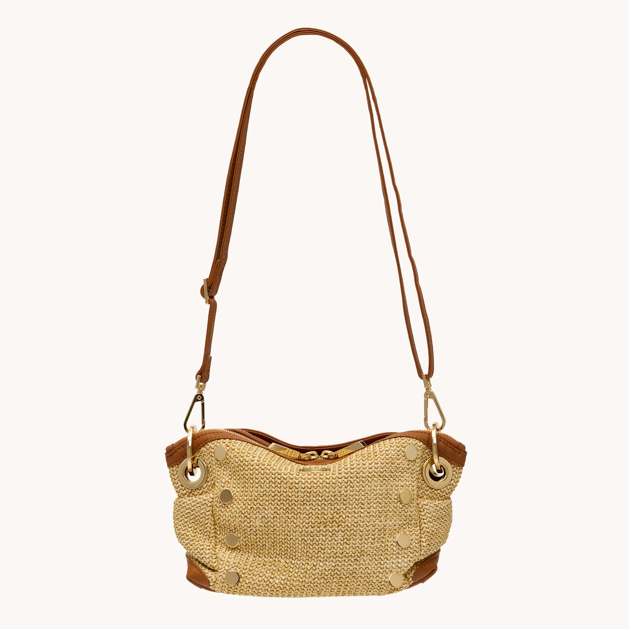 Daniel Crossbody Clutch | Cocoa Raffia/Gold | Sml - Image 7
