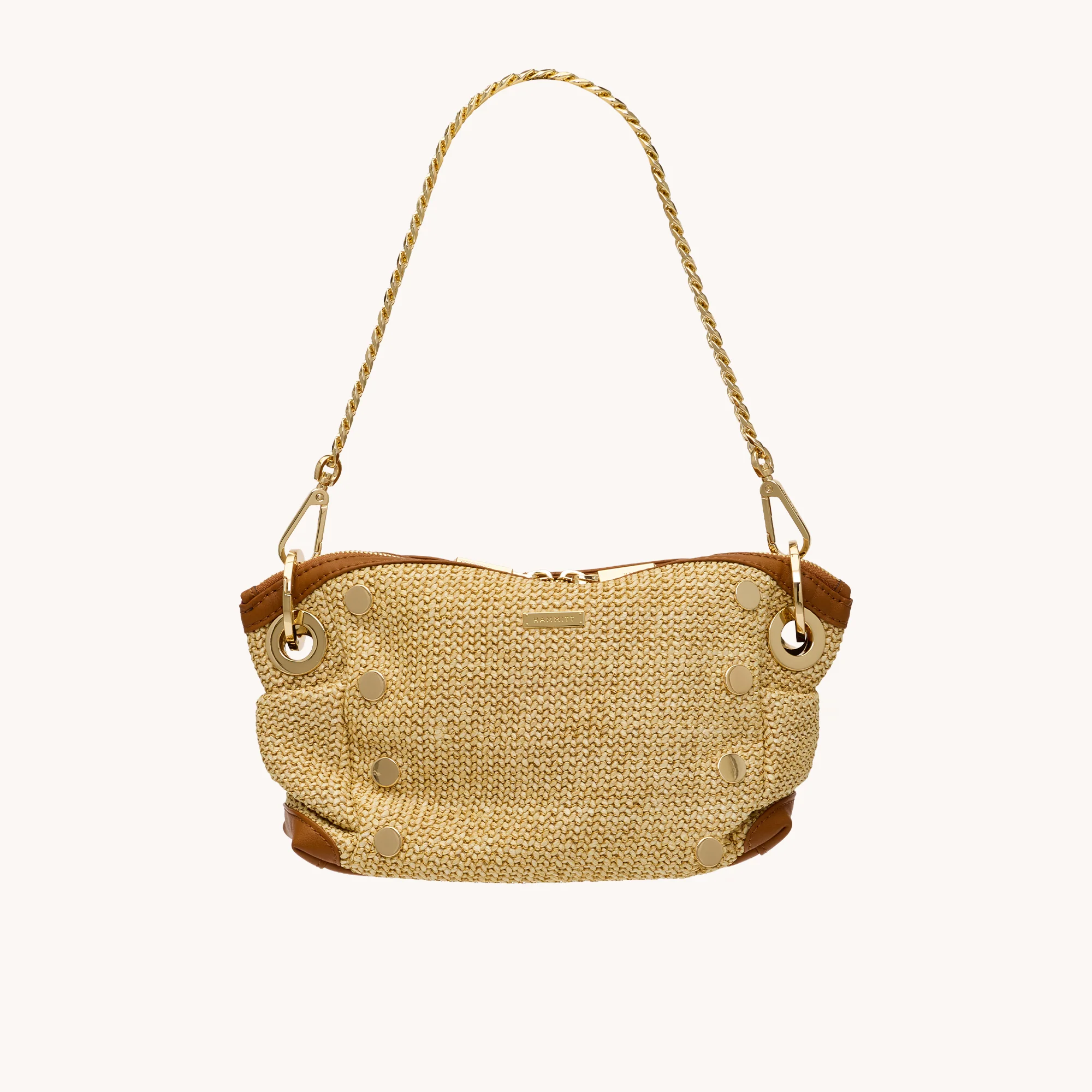 Daniel Crossbody Clutch | Cocoa Raffia/Gold | Sml - Image 8