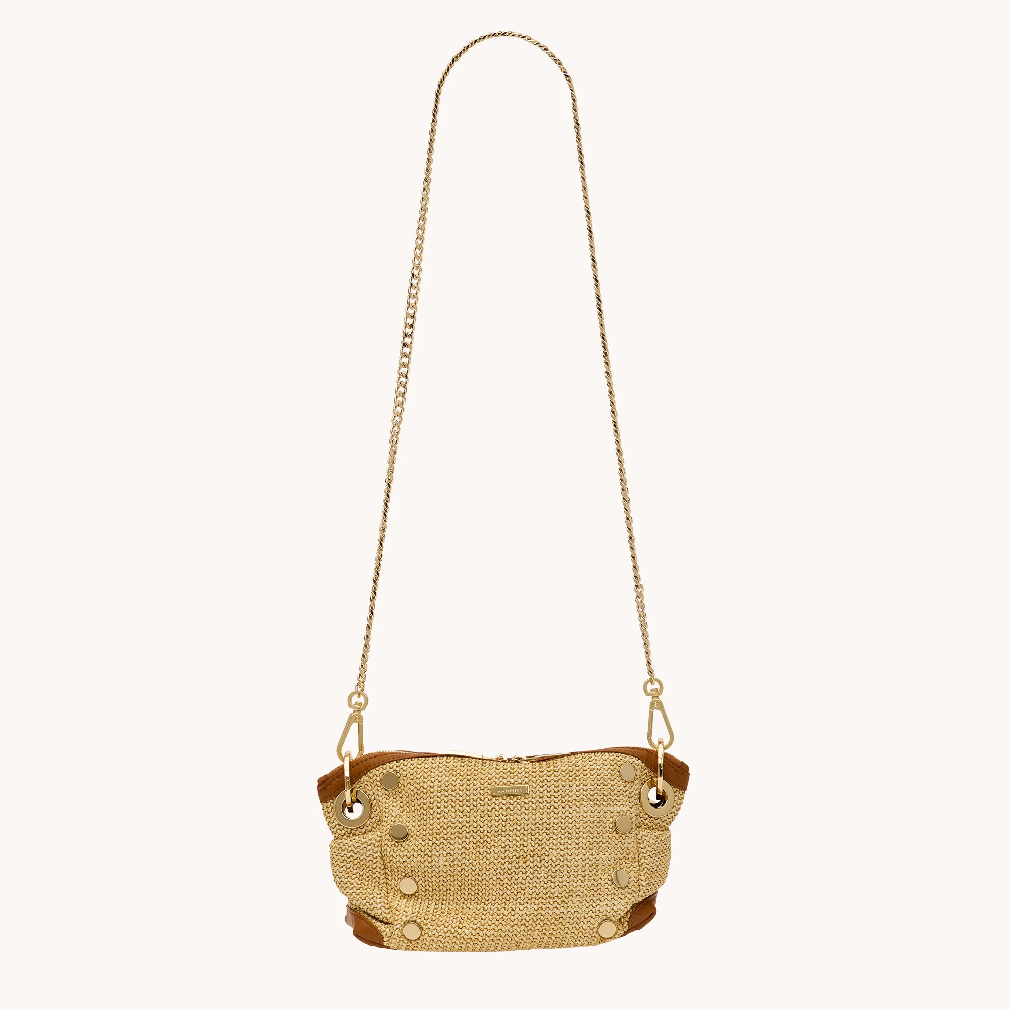 Daniel Crossbody Clutch | Cocoa Raffia/Gold | Sml - Image 9