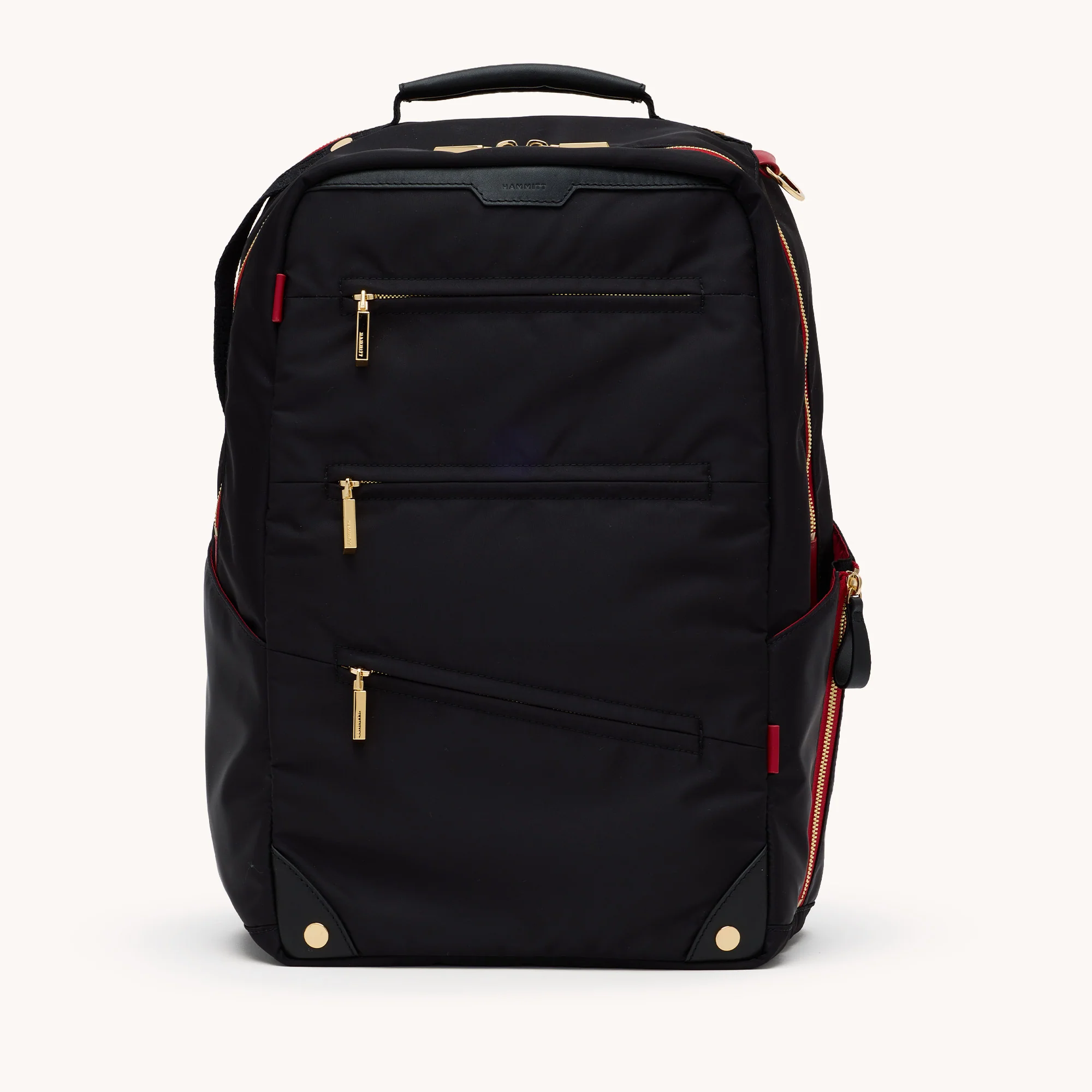 Eden Backpack | Black Nylon/Gold Red Zip - Image 5