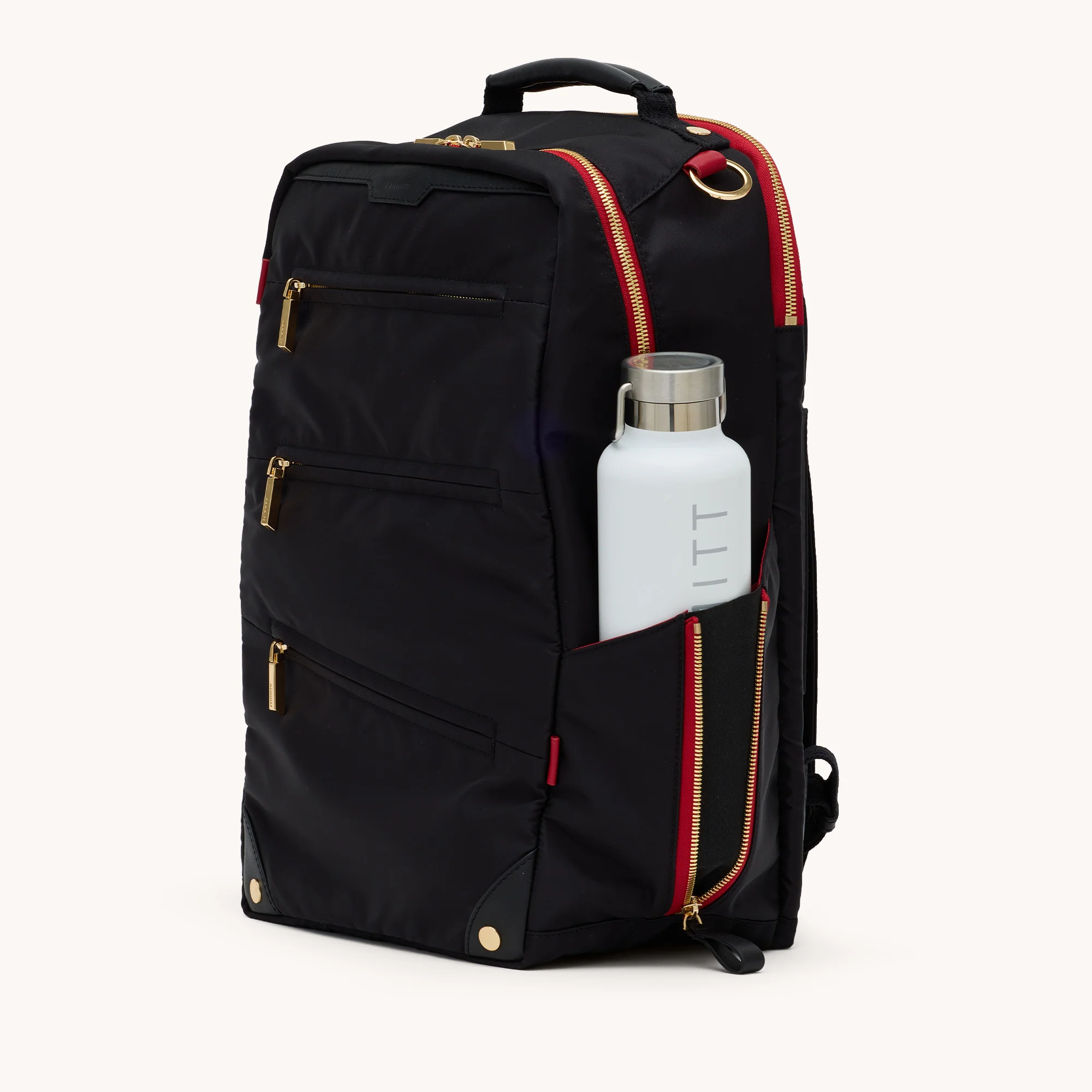Eden Backpack | Black Nylon/Gold Red Zip - Image 6