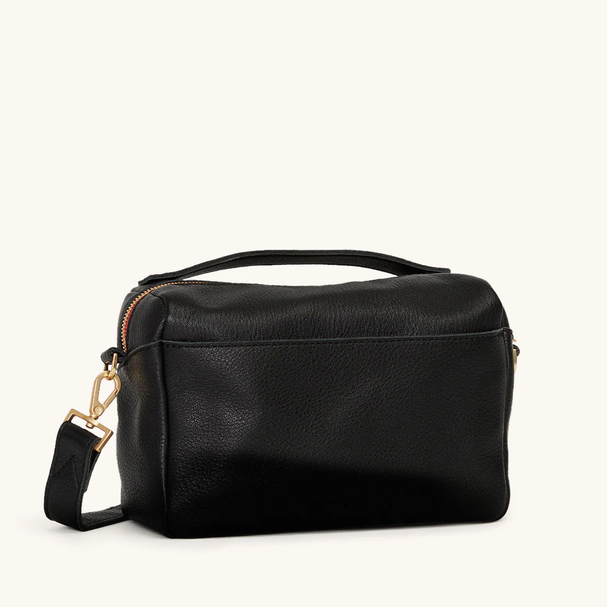 Evan Crossbody | Black/Brushed Gold Red Zip - Image 3