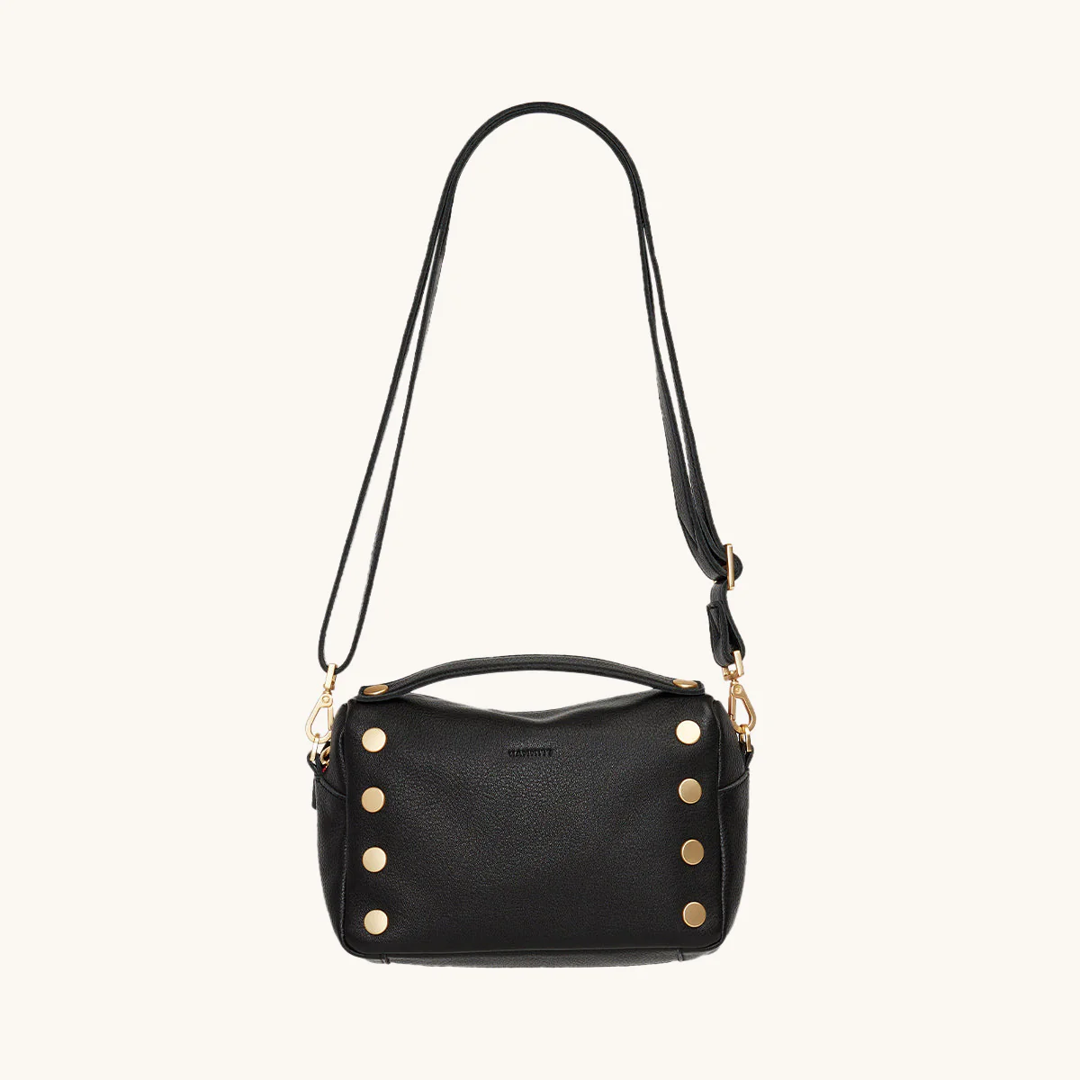 Evan Crossbody | Black/Brushed Gold Red Zip - Image 4