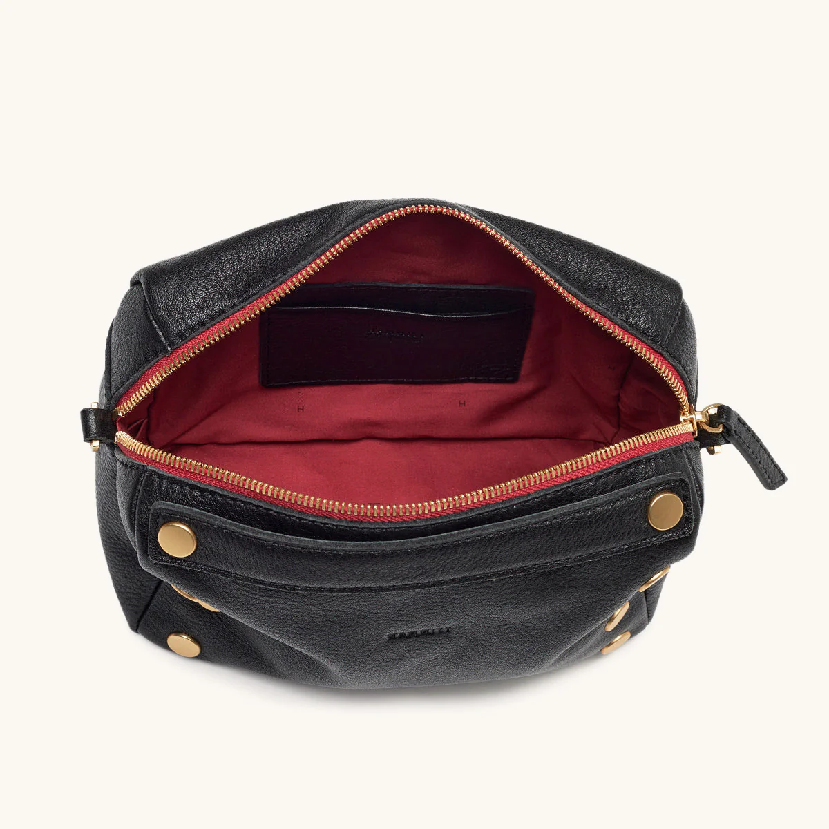 Evan Crossbody | Black/Brushed Gold Red Zip - Image 5