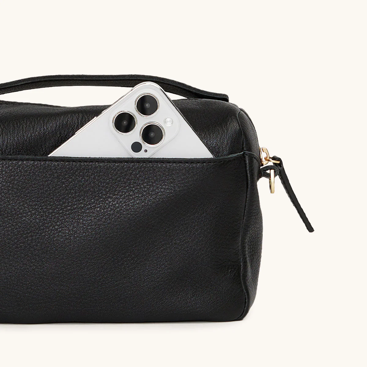 Evan Crossbody | Black/Brushed Gold Red Zip - Image 6
