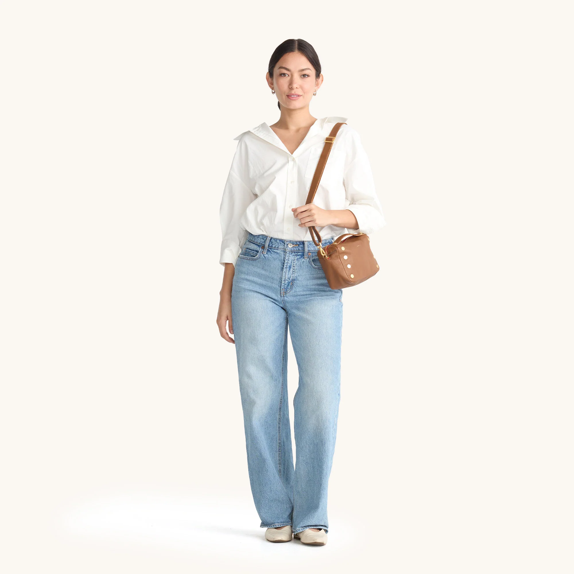 Evan Crossbody | Mahogany Pebble/Brushed Gold Red Zip | Sml - Image 3