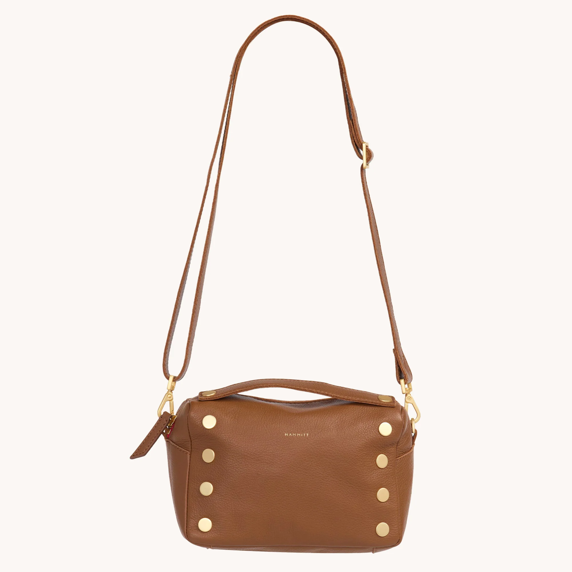Evan Crossbody | Mahogany Pebble/Brushed Gold Red Zip | Sml - Image 4