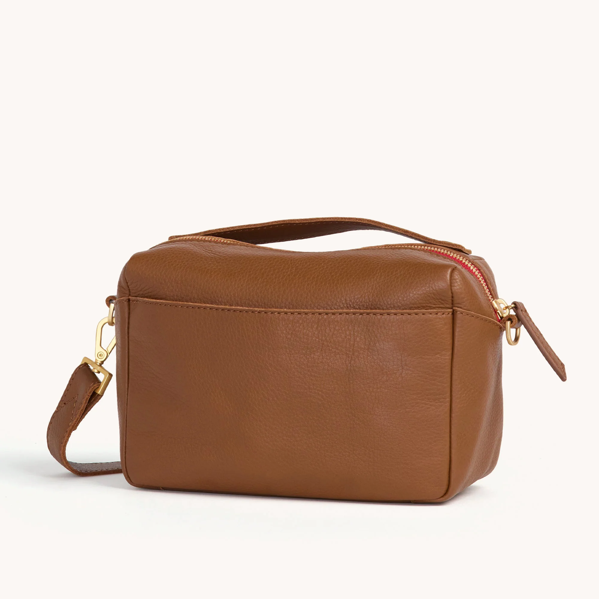 Evan Crossbody | Mahogany Pebble/Brushed Gold Red Zip | Sml - Image 5