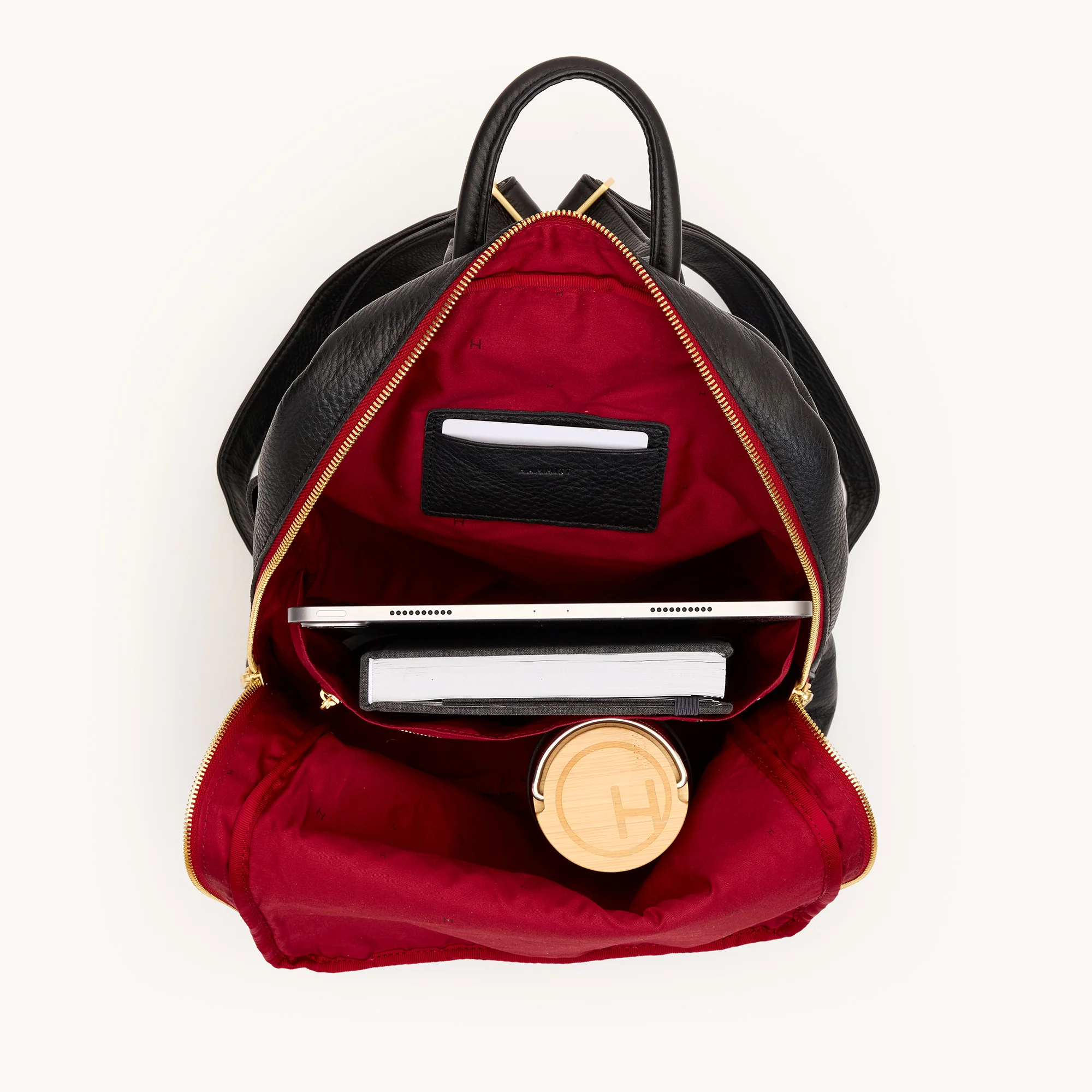 Hunter Backpack | Black/Brushed Gold Red Zip | Lrg - Image 9