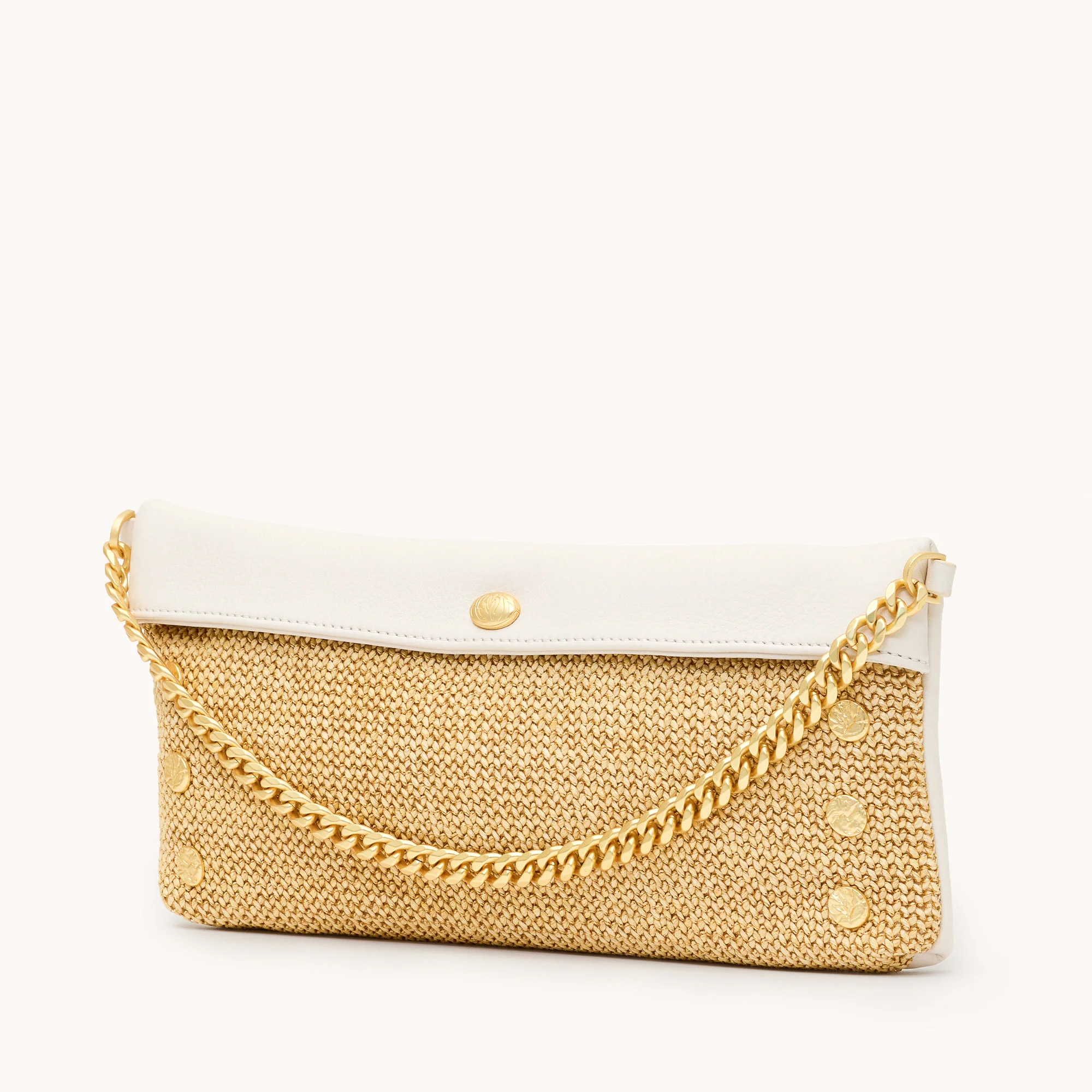 Invitation Clutch | Calla Lily White Raffia/Brushed Gold Hammered - Image 4