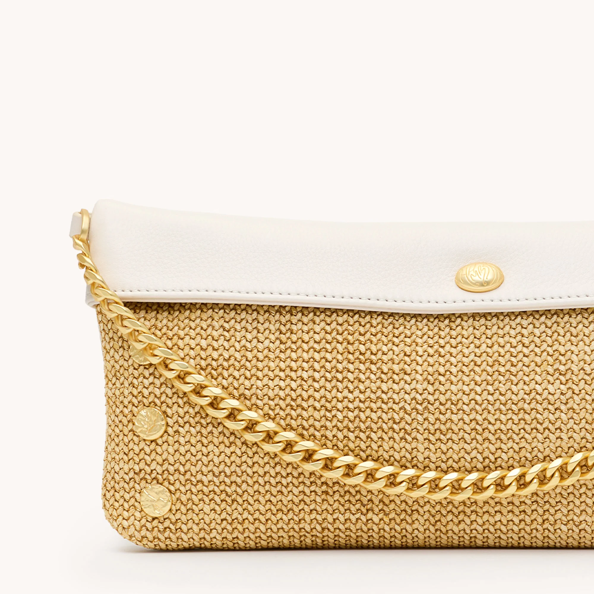 Invitation Clutch | Calla Lily White Raffia/Brushed Gold Hammered - Image 5