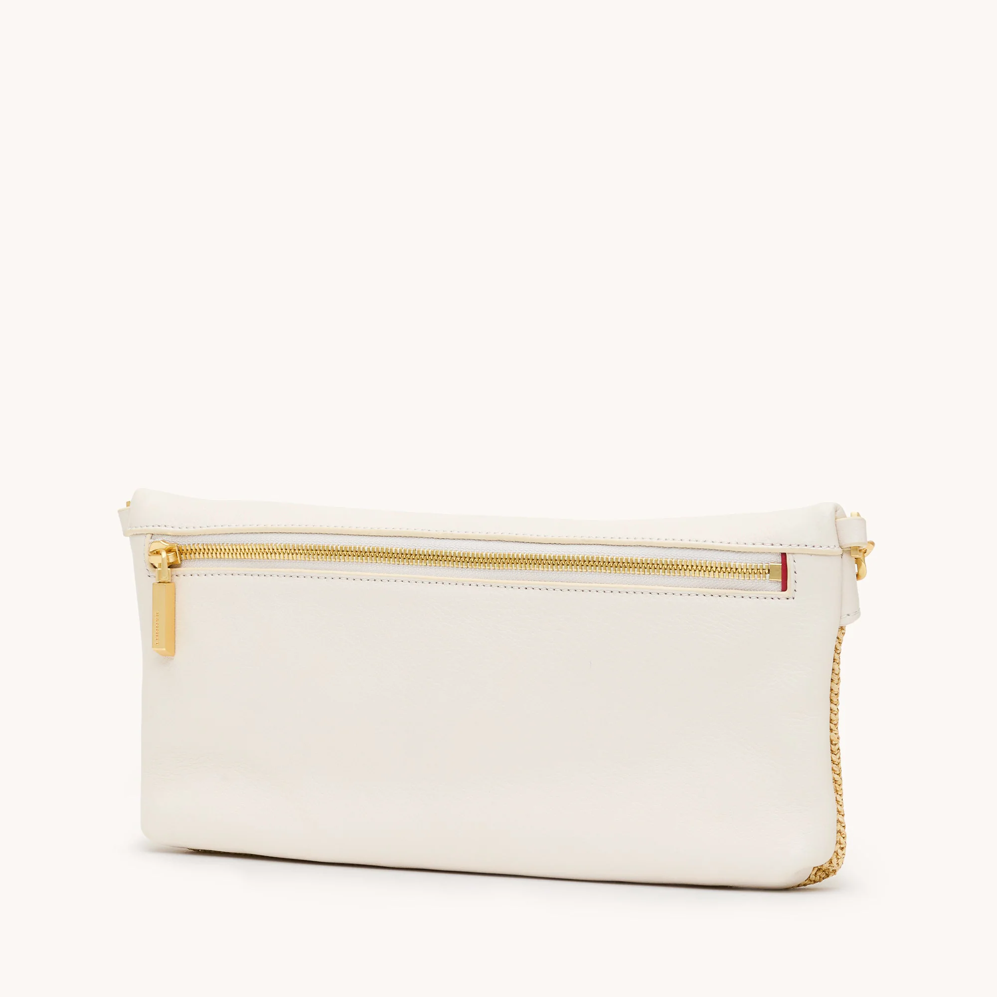 Invitation Clutch | Calla Lily White Raffia/Brushed Gold Hammered - Image 6