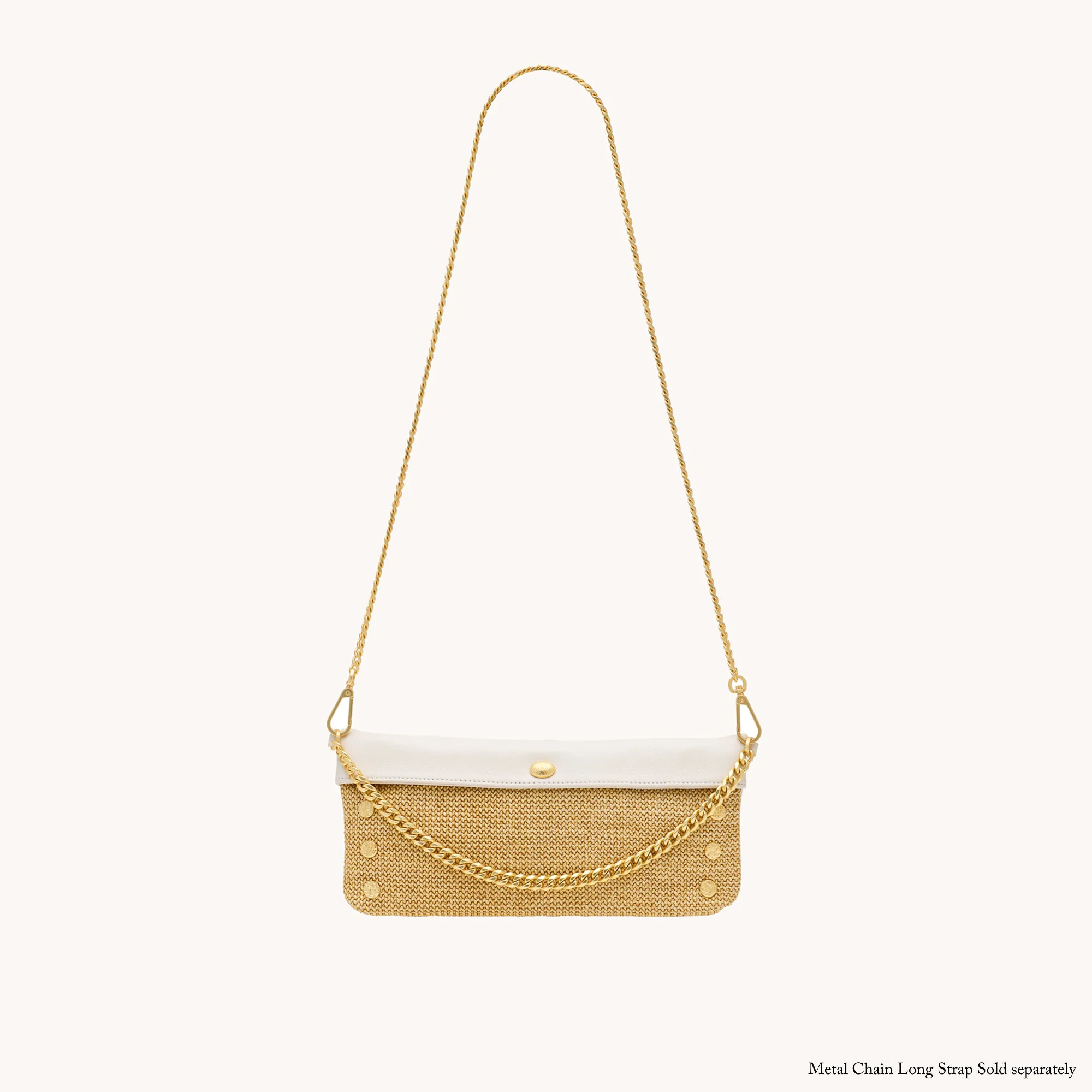 Invitation Clutch | Calla Lily White Raffia/Brushed Gold Hammered - Image 7