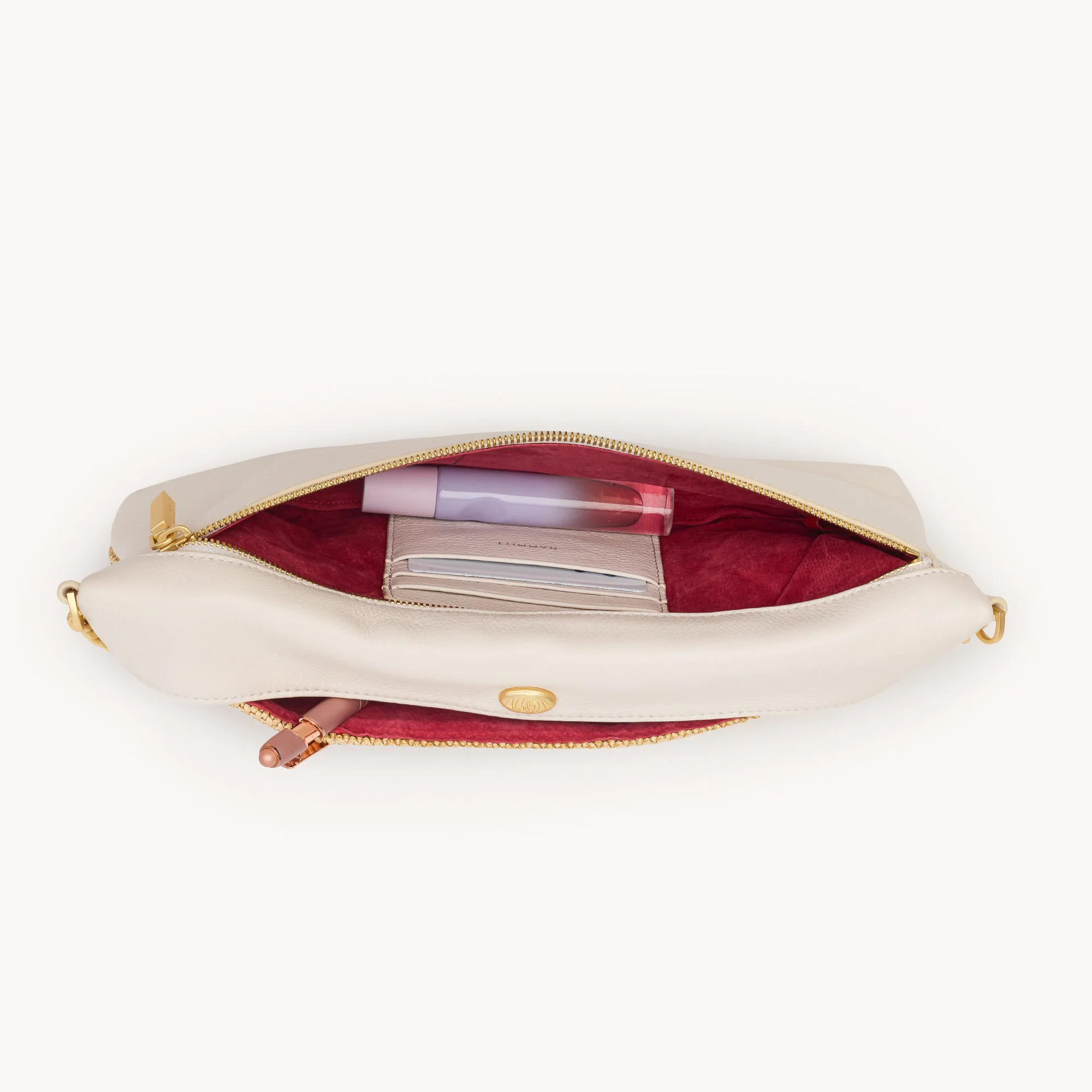Invitation Clutch | Calla Lily White Raffia/Brushed Gold Hammered - Image 8