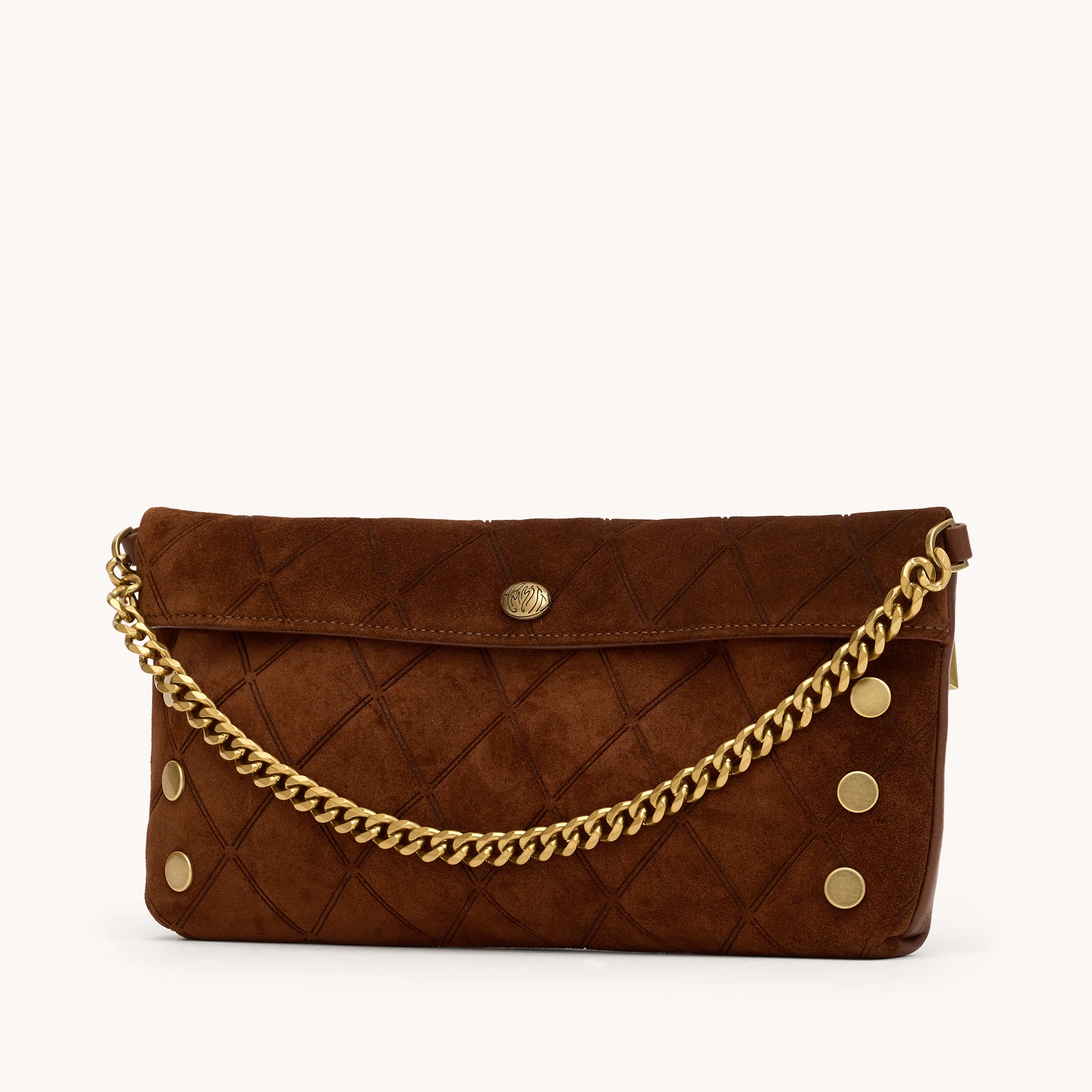 Invitation Clutch | Chocolate Diamond Suede/Antique Gold - Image 4