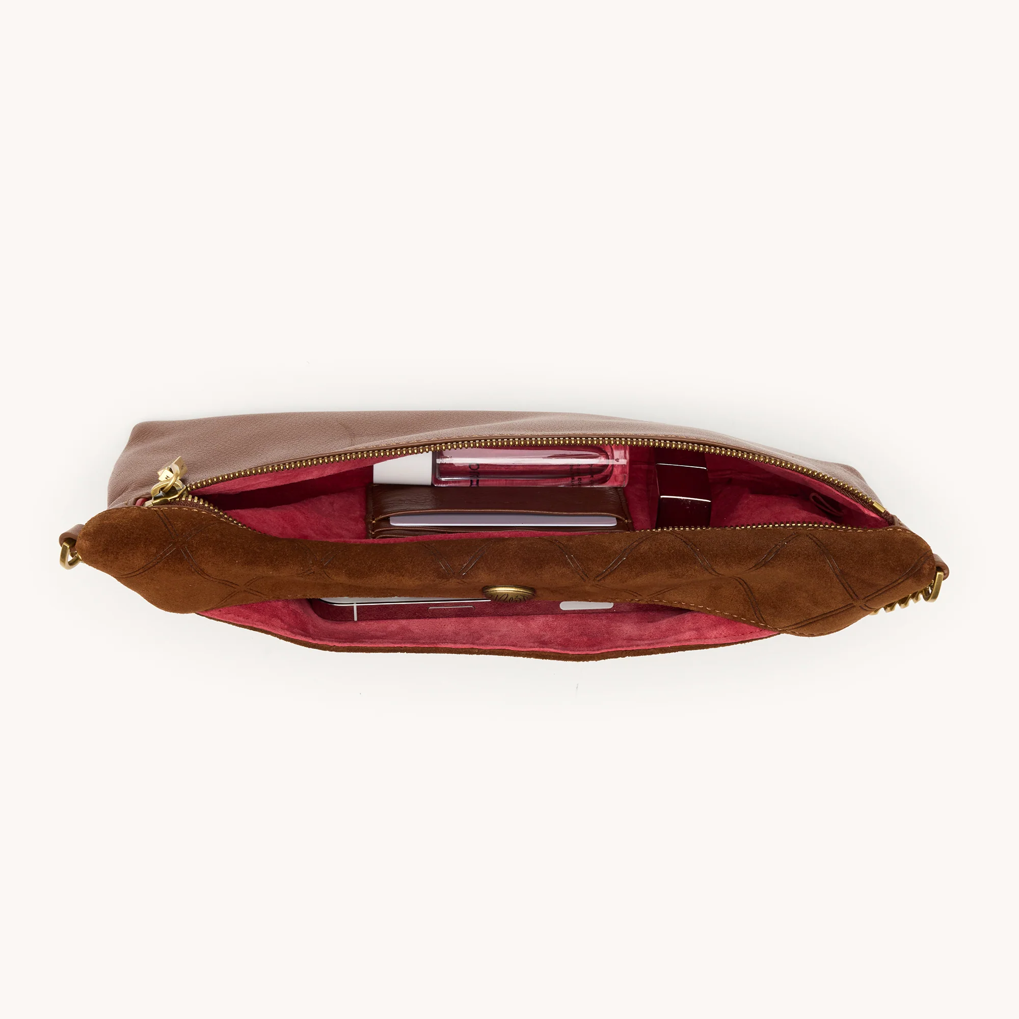 Invitation Clutch | Chocolate Diamond Suede/Antique Gold - Image 8